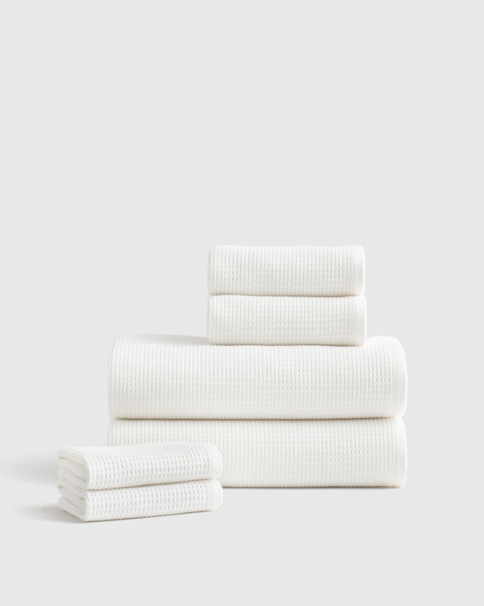 Turkish Waffle Terry Bath Towel Bundle - Silver