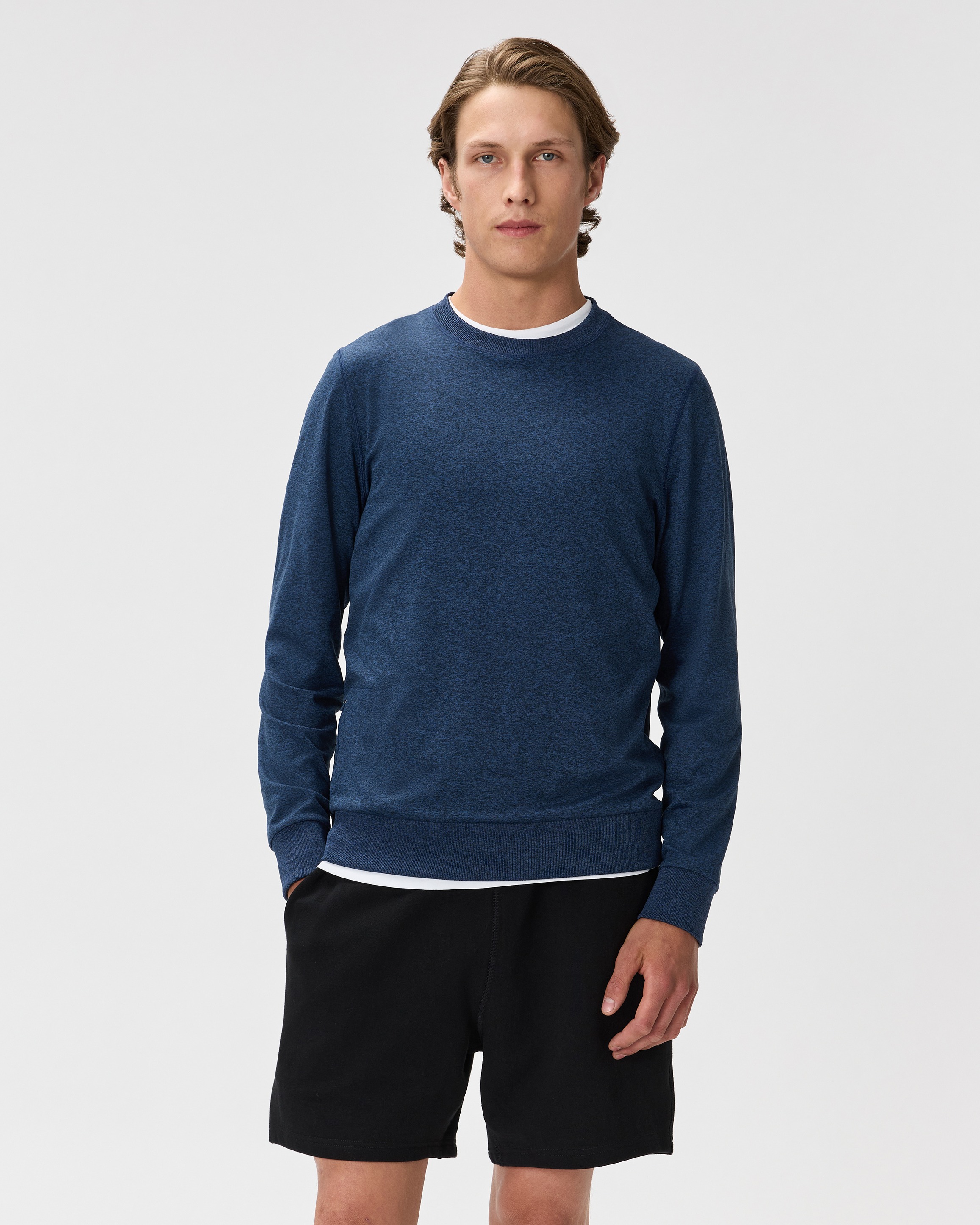 Heather Navy Flowknit Performance Crew Sweatshirt