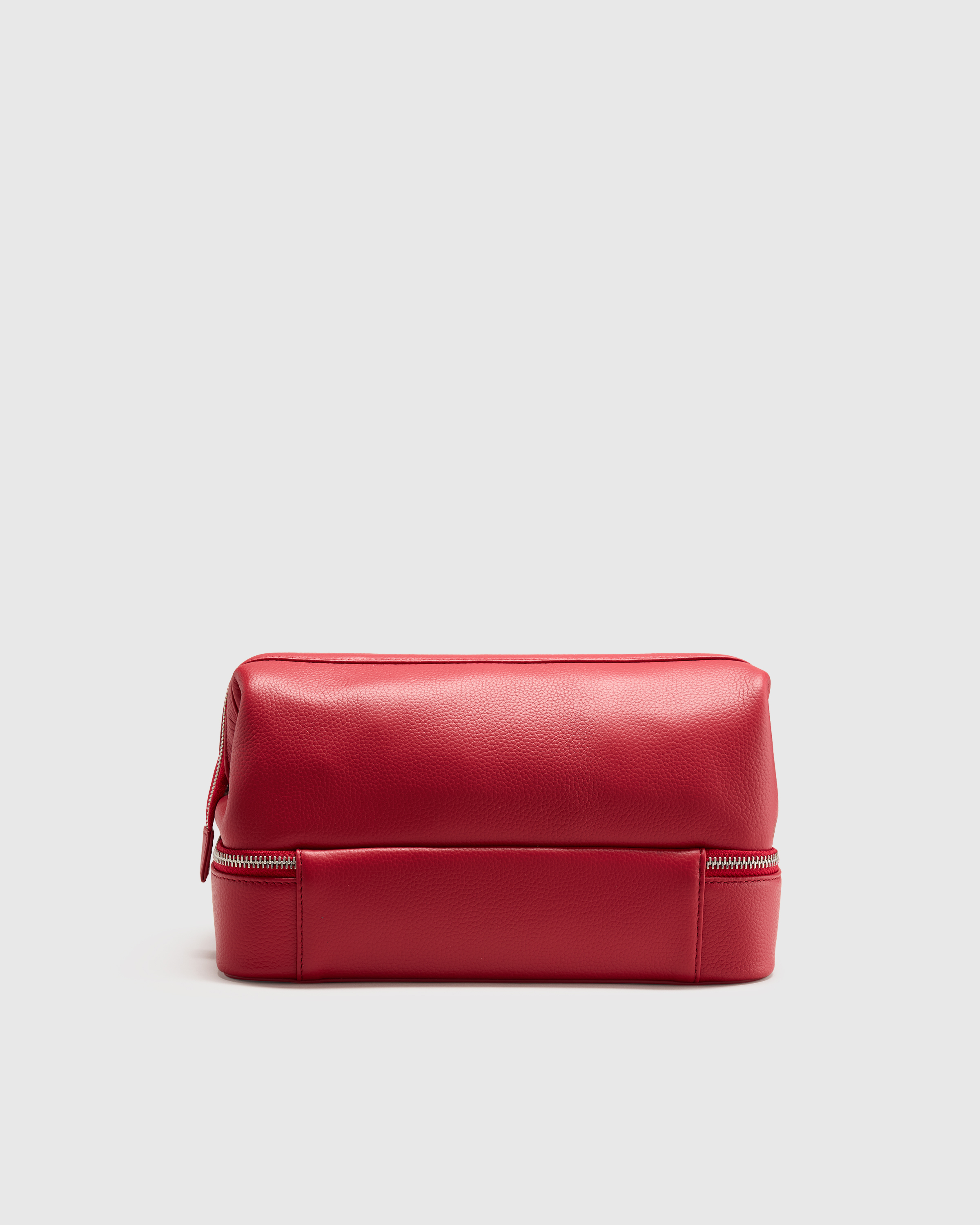 Italian Leather Dual Compartment Toiletry BAG CHERRY RED45817 EDITED