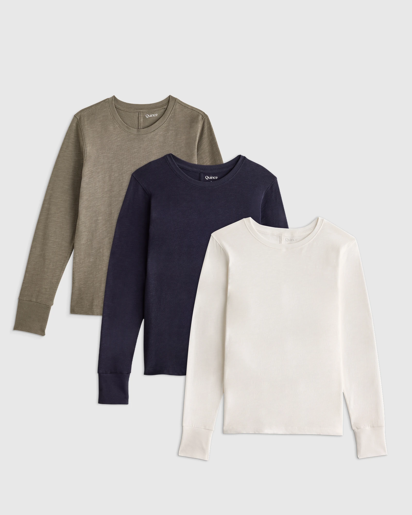 100% Organic Cotton Slub Long Sleeve Tee 3 Pack Bundle