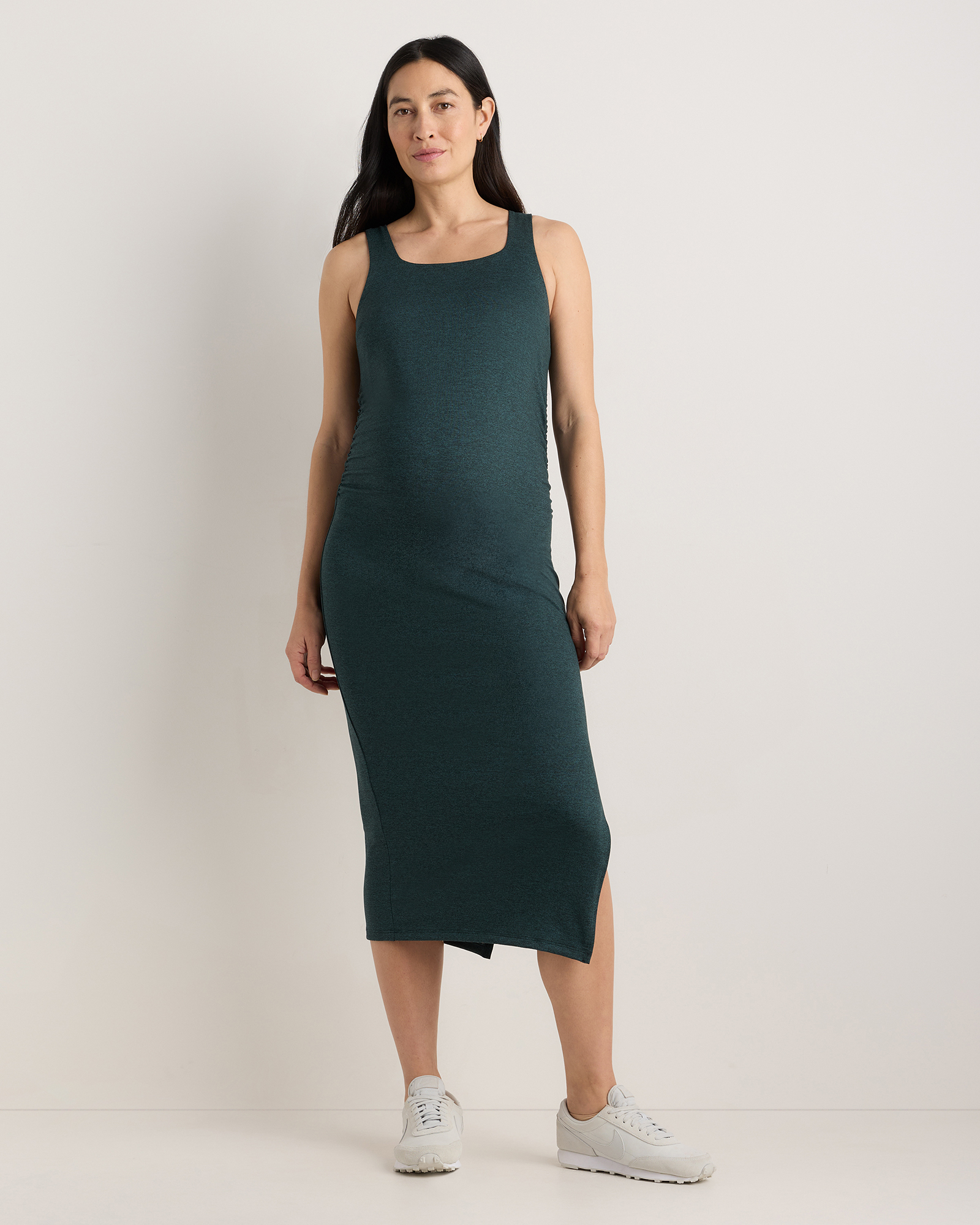 Heather Green Ultra-Soft Maternity Midi Dress