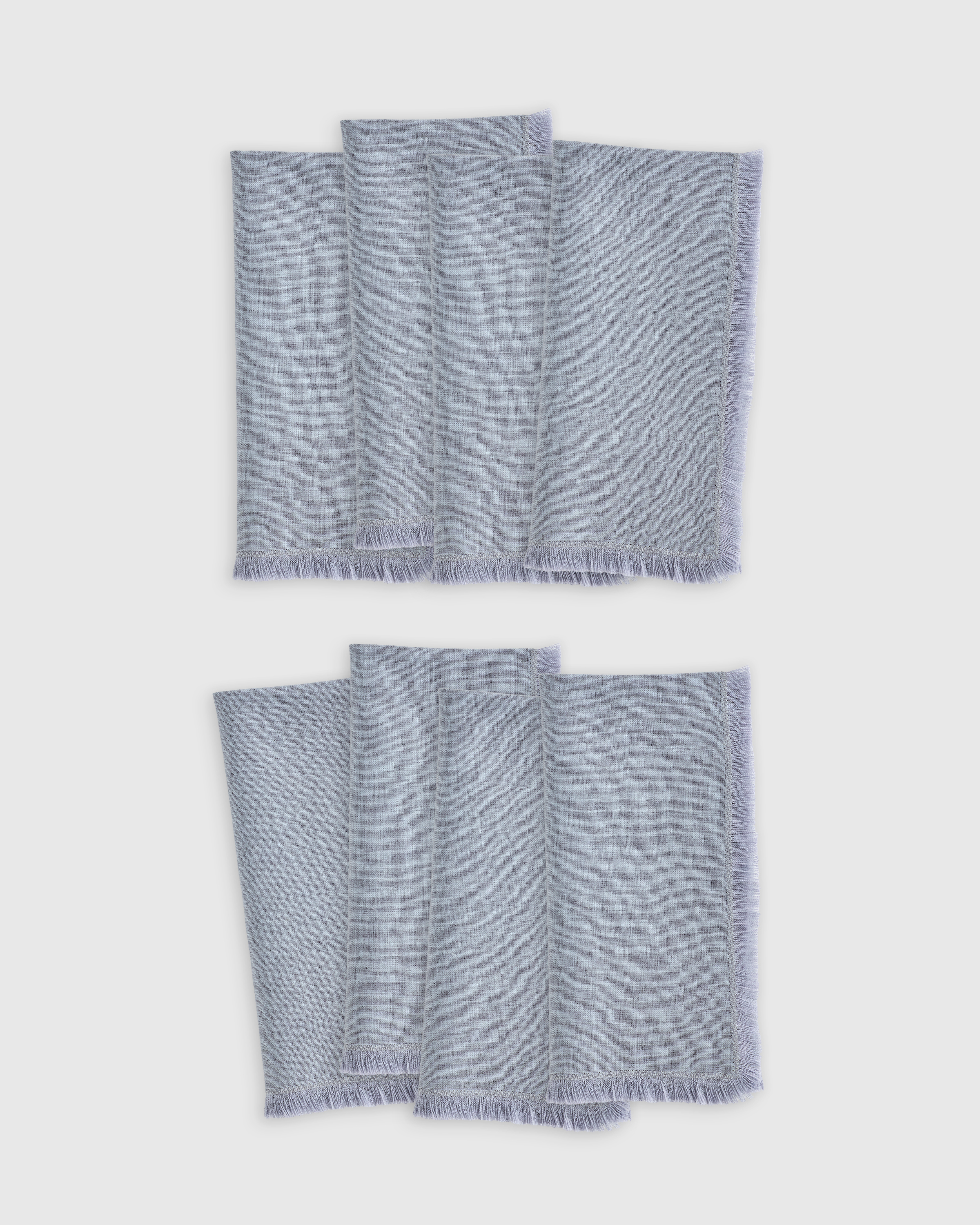 Blue Fog European Linen Fringe Napkins (Set of 8)