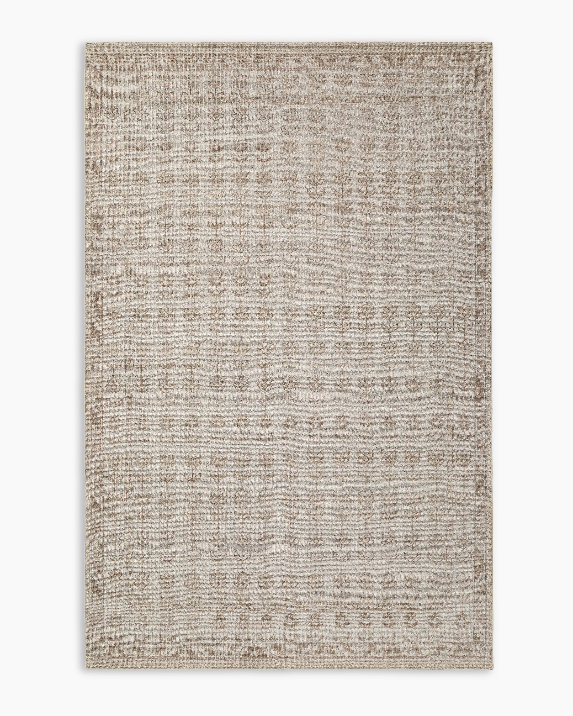 Beige Mabel Hand-Knotted Wool Rug 