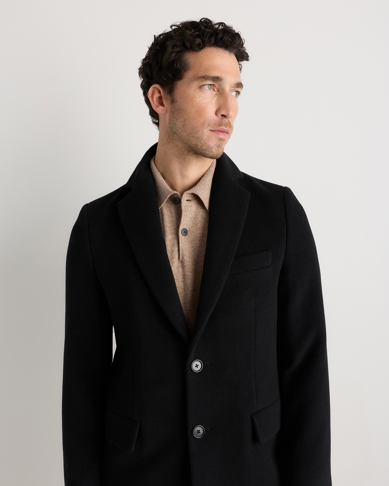 Wool Cashmere Overcoat in Black