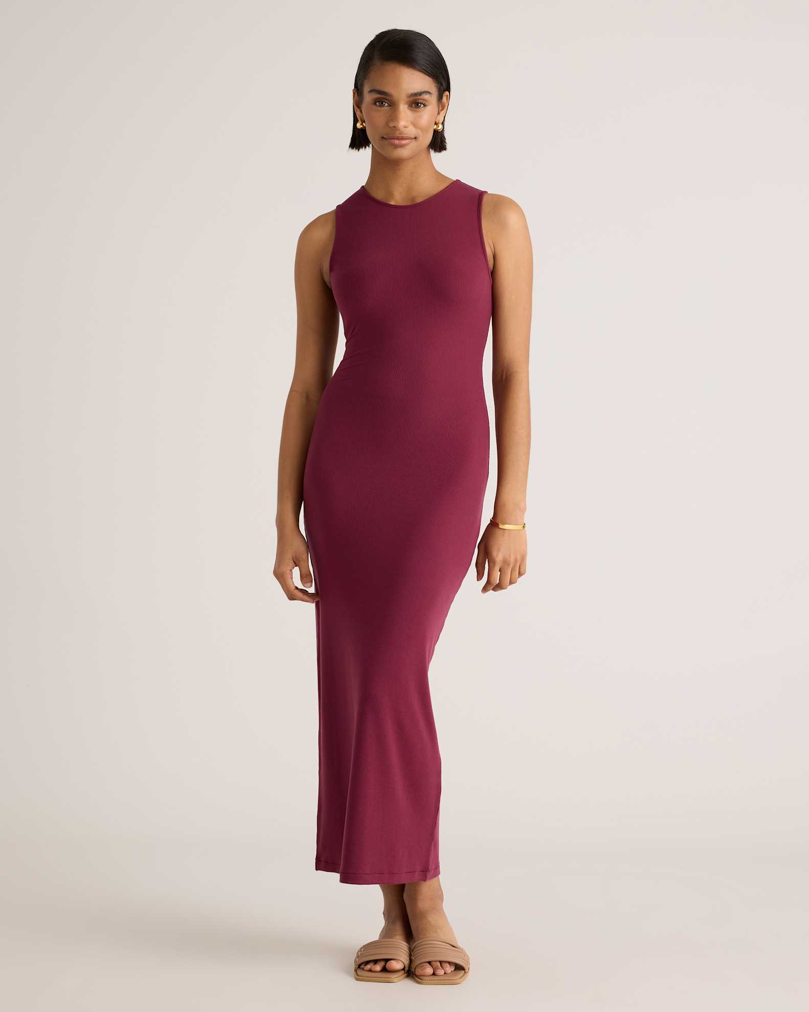 tencel rib knit sleeveless dress Tencel Rib Knit Sleeveless Mini Dress