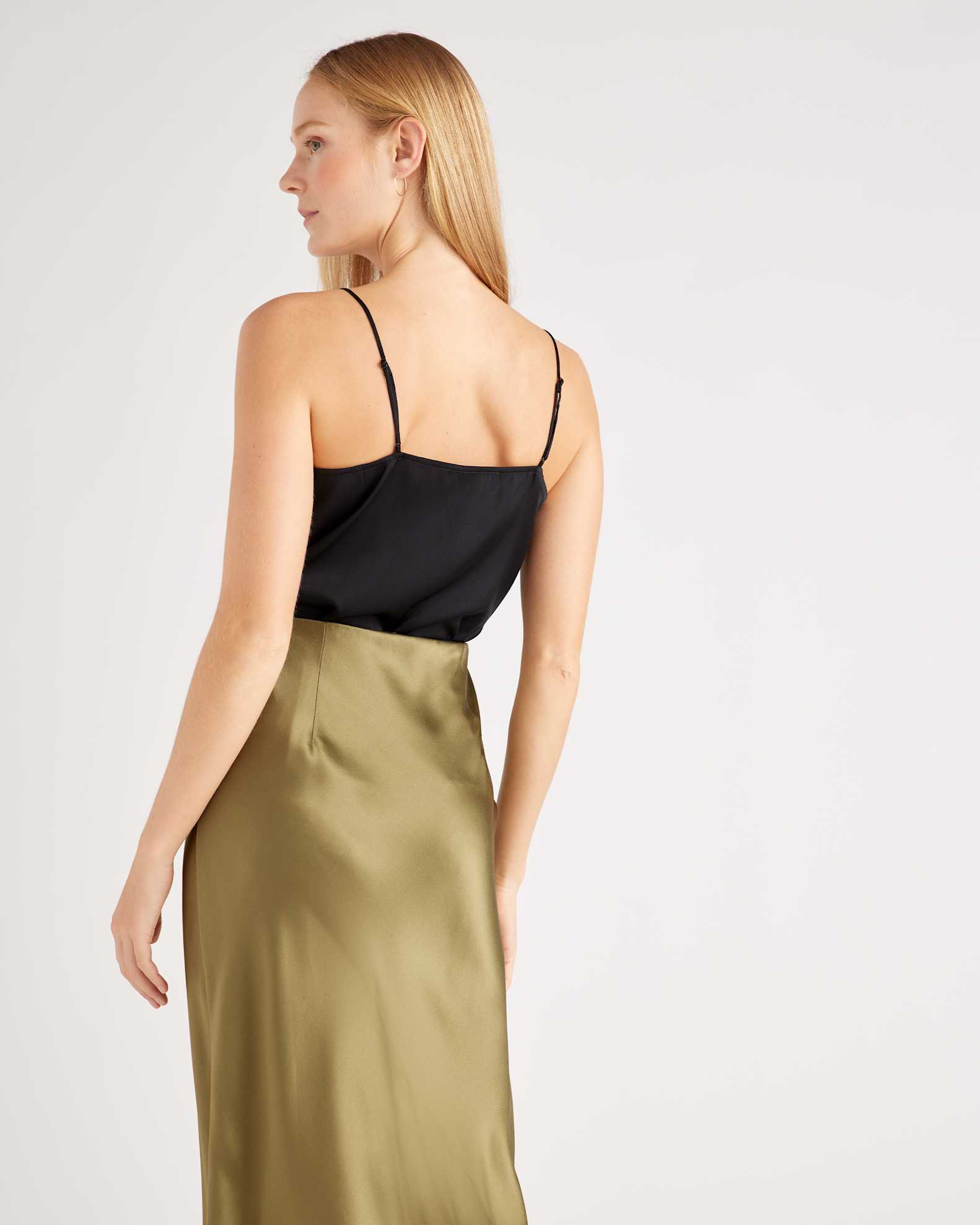 Washable Stretch Silk Cowl Neck Cami