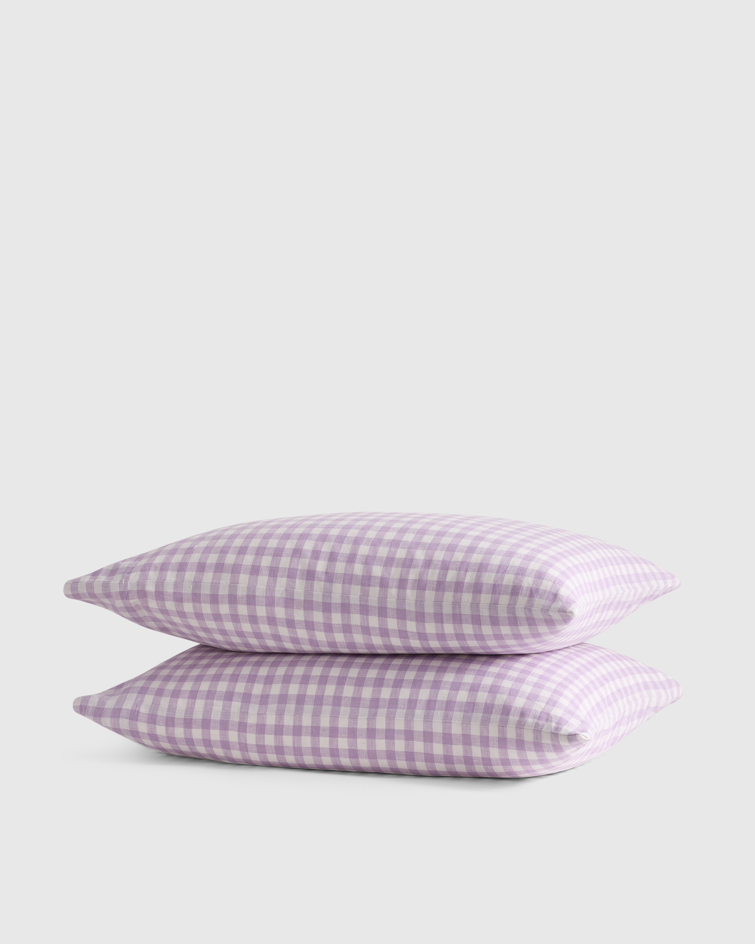 Lavender Gingham European Linen Pillowcase Set