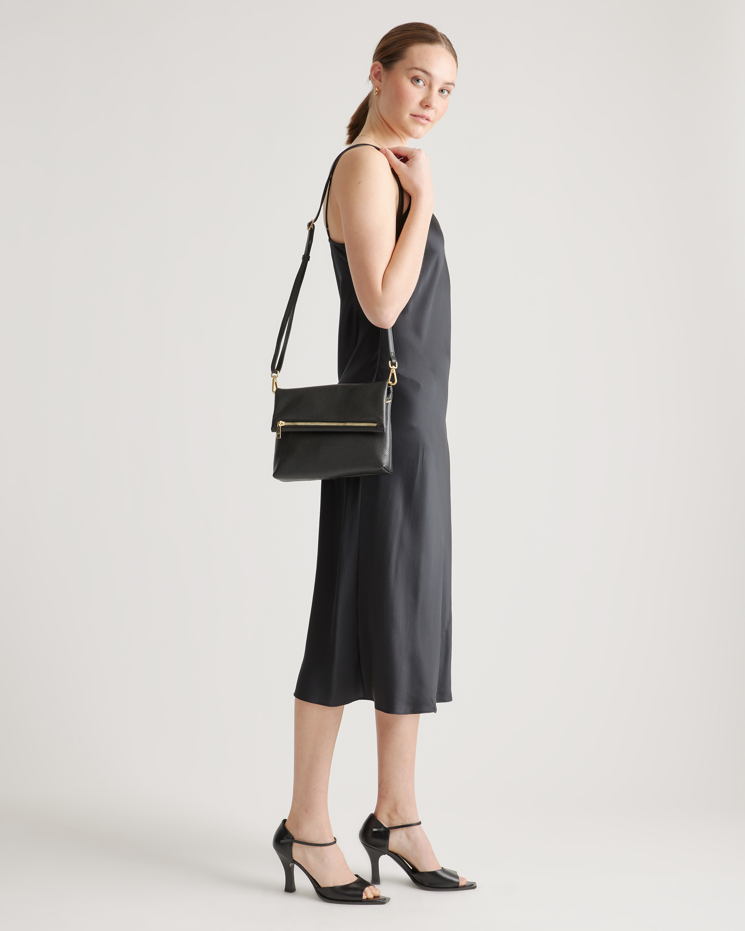 Italian Leather Convertible Foldover Clutch - thumbnail 3