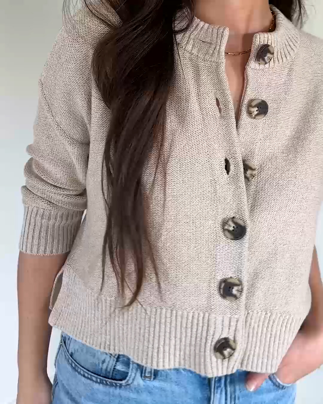 Cotton-Cropped-Cardigan Cement Marl AIMEE-REIFF 4x5 Thumbnail