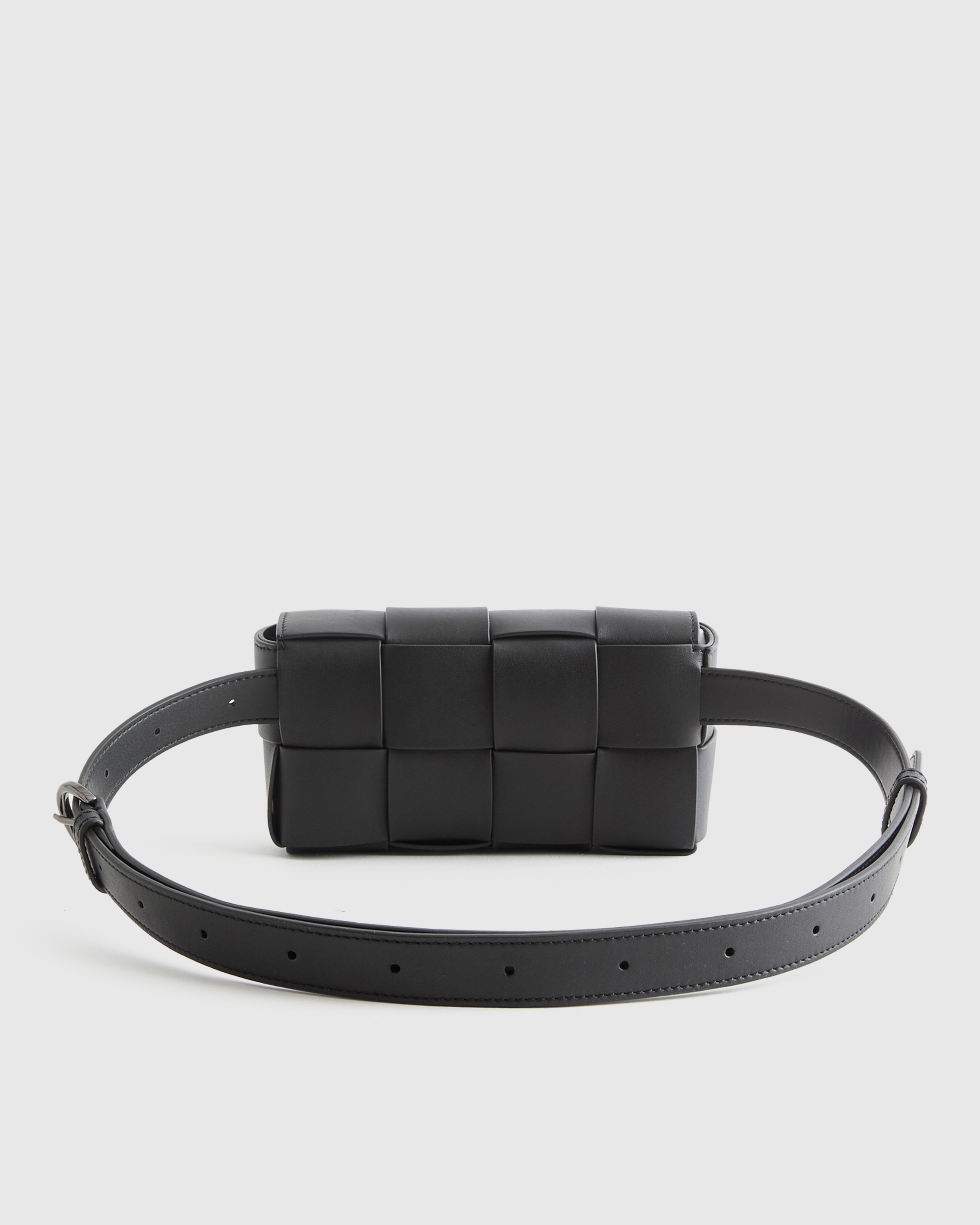 Italian Leather Handwoven Box Belt Bag - Thumbnail 2