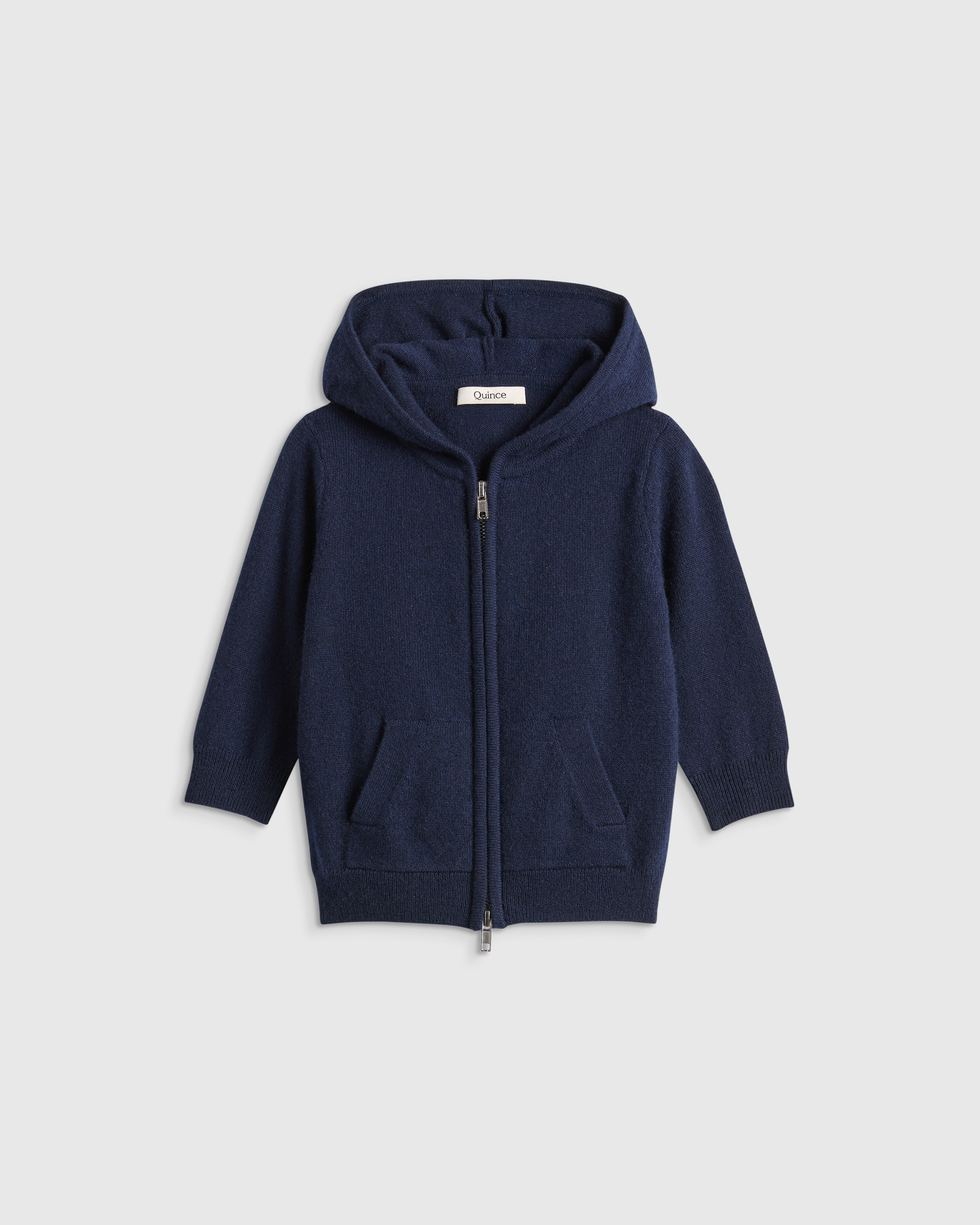 True Navy Washable Cashmere Full Zip Hoodie