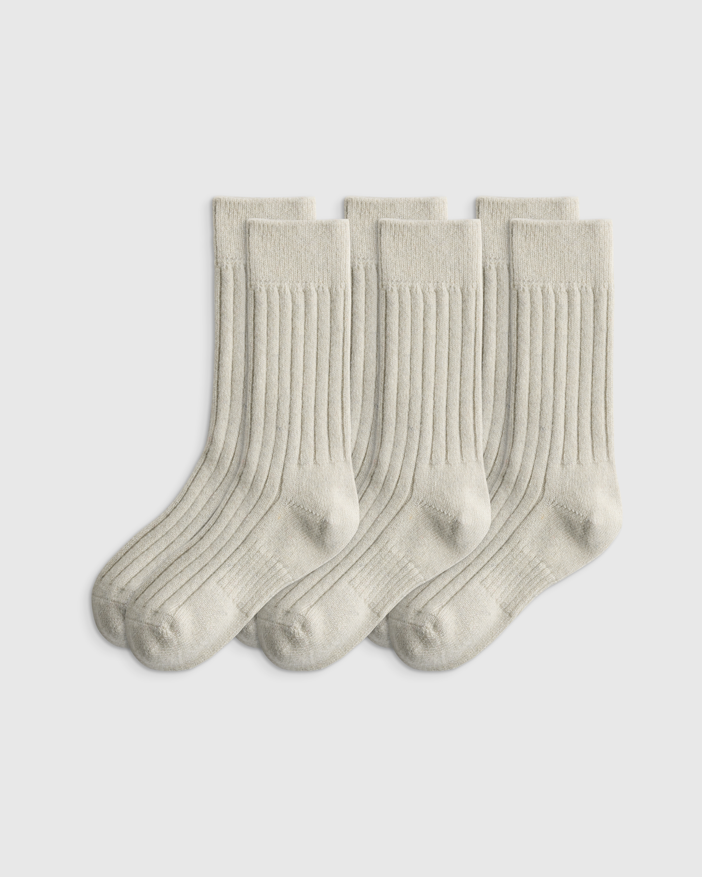 Alabaster Merino Cashmere Blend Ribbed Crew Sock (3-Pack)