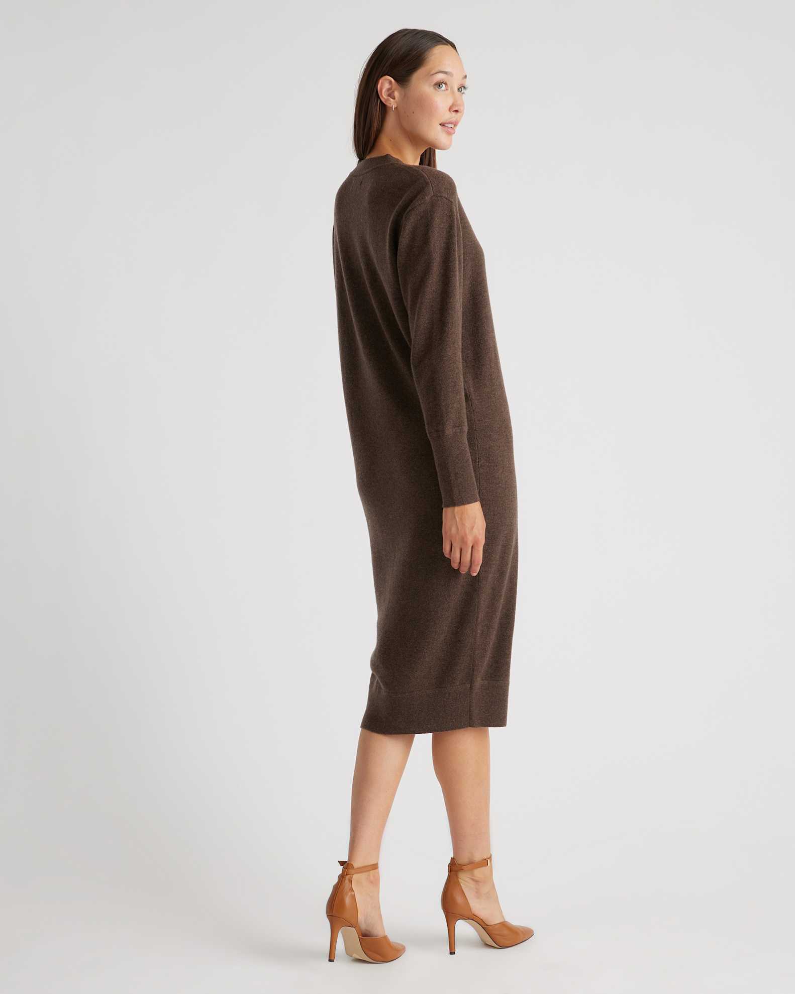 Mongolian Cashmere V-Neck Midi Sweater Dress Mongolian Cashmere V-Neck Midi Sweater Dress