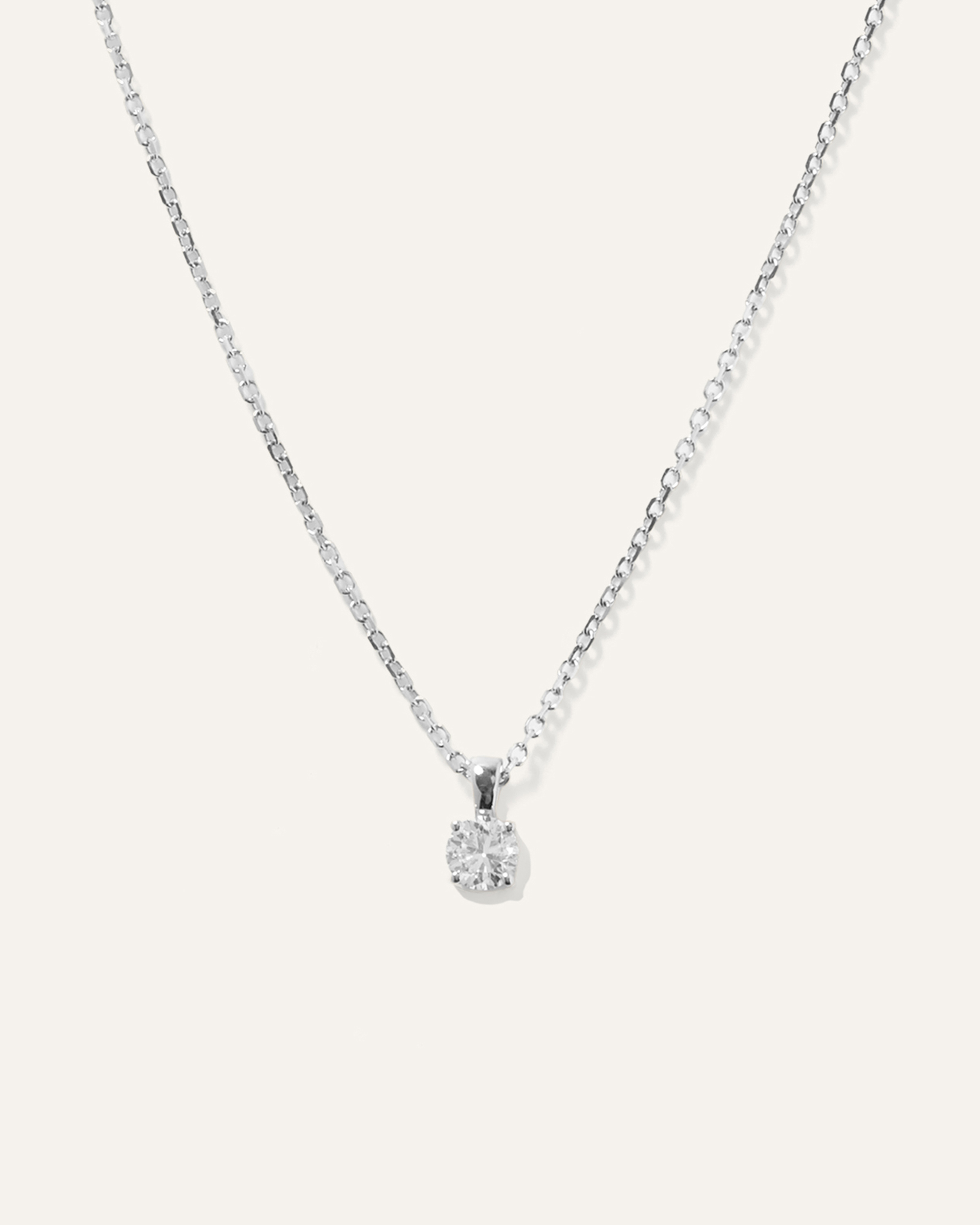 White Gold 14k Gold Natural Diamond Solitaire Necklace