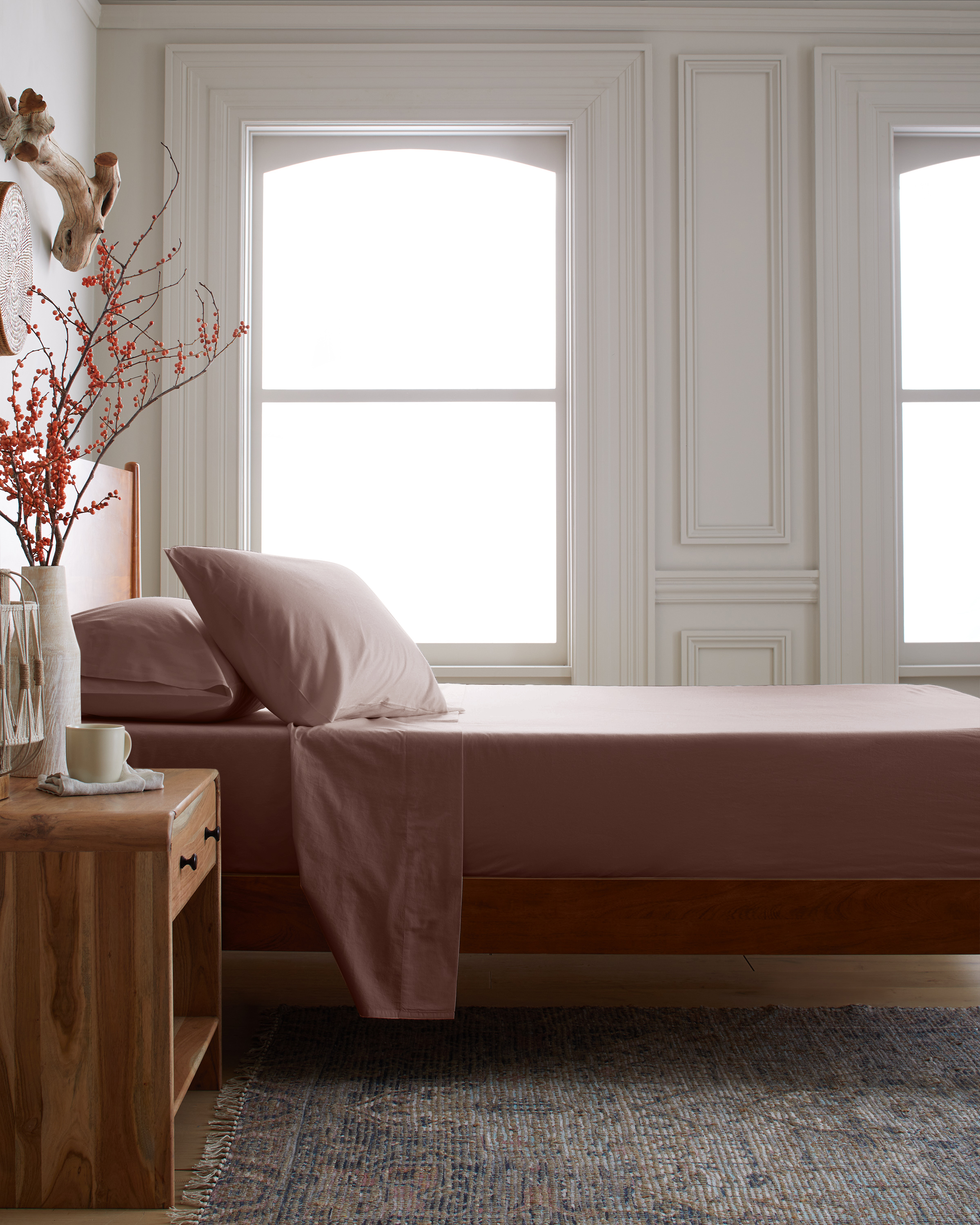 Organic Brushed Cotton Sheet Set - Fig, Queen