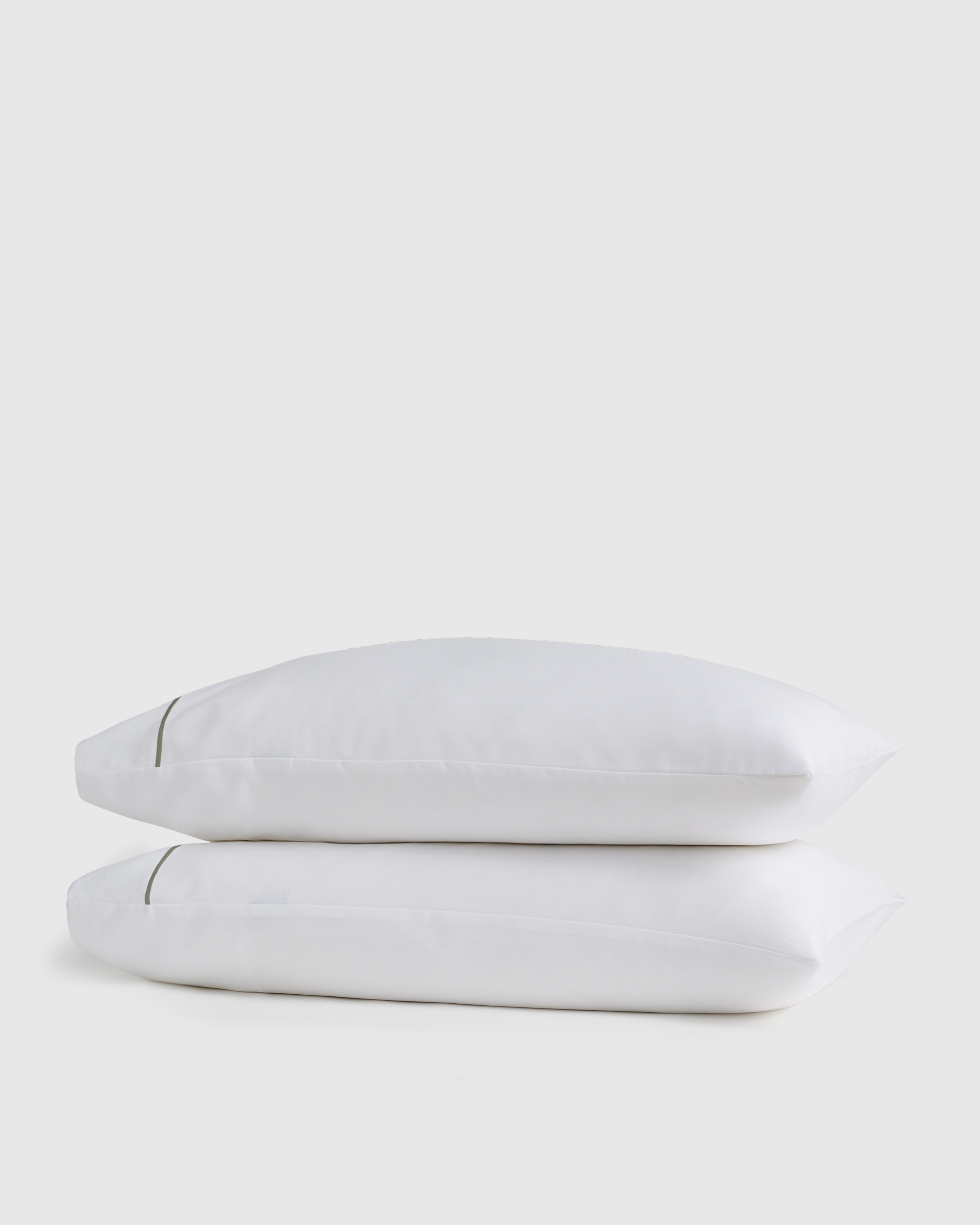 White/Dried Sage Signature Giza Cotton Sateen Embroidered Pillowcase Set