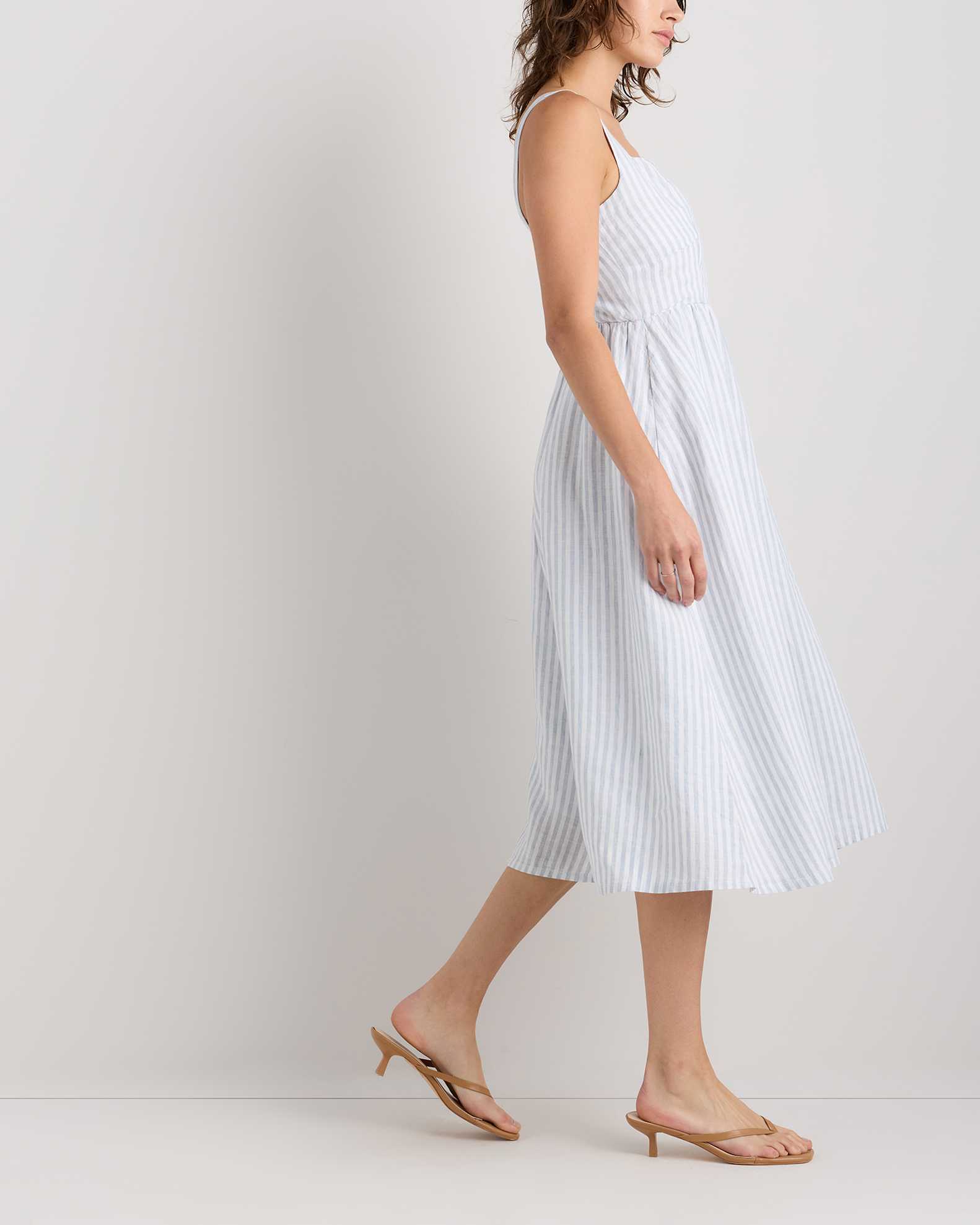 100% European Linen Fit & Flare Midi Dress 100% European Linen Fit & Flare Midi Dress