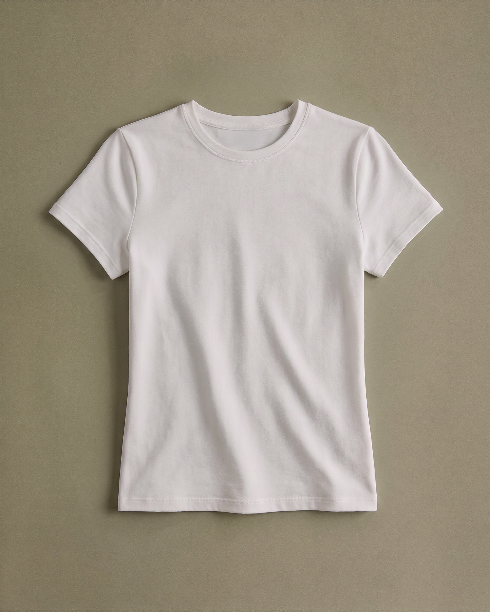 Stretch Cotton Jersey Cropped Fitted T-Shirt