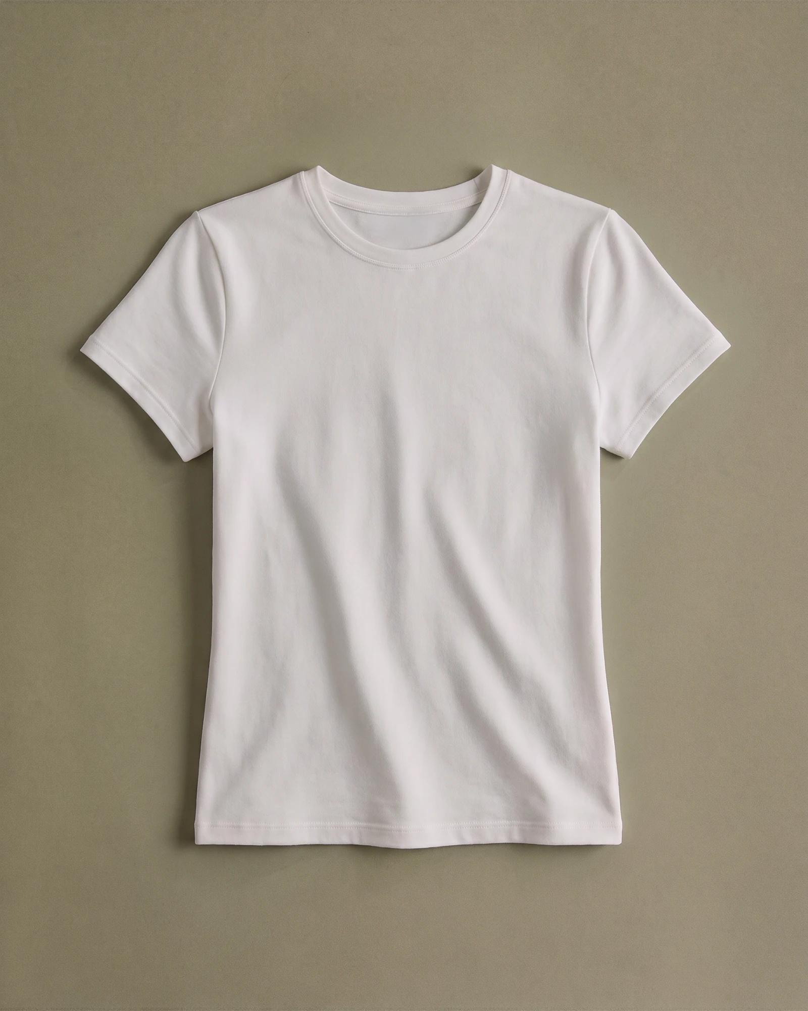 Stretch Cotton Jersey Cropped Fitted T-Shirt