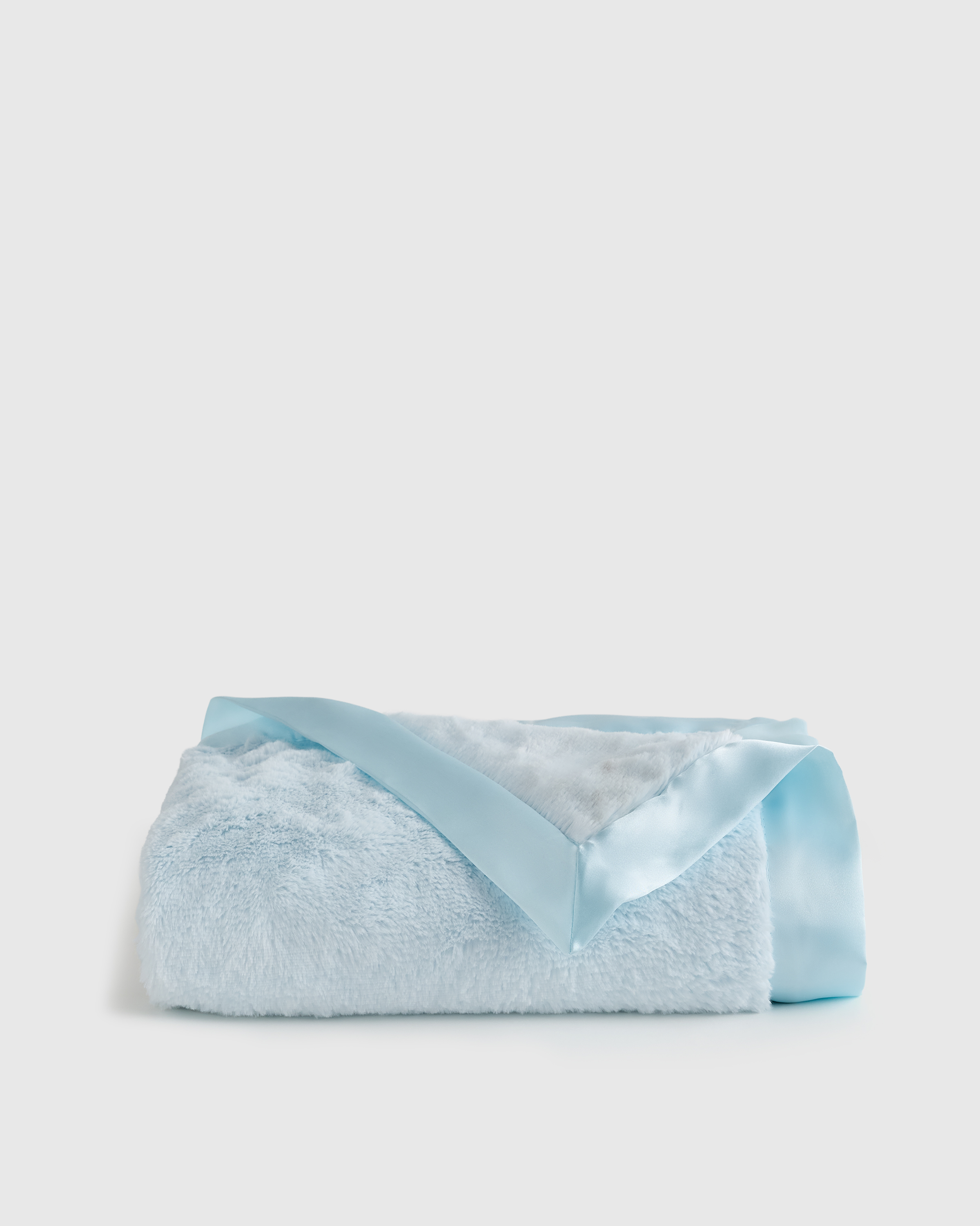 Light Blue Silky Plush Baby Blanket