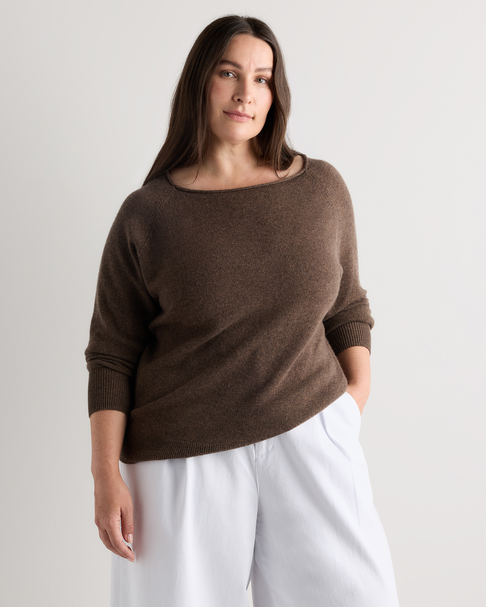 Brown Mongolian Cashmere Boatneck Sweater