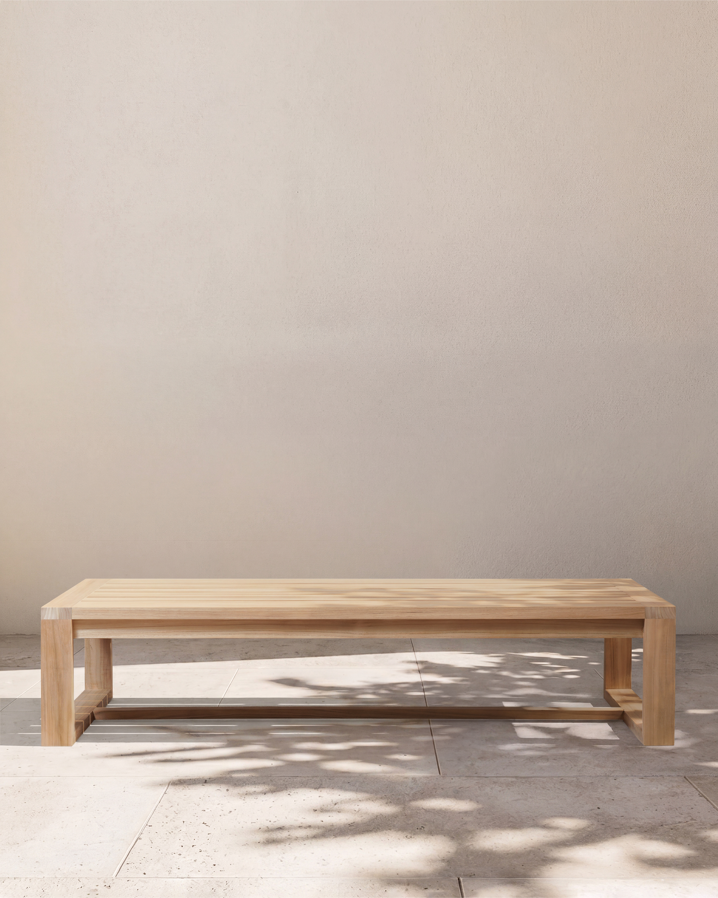 Natural Teak Linear Solid Teak Outdoor Coffee Table