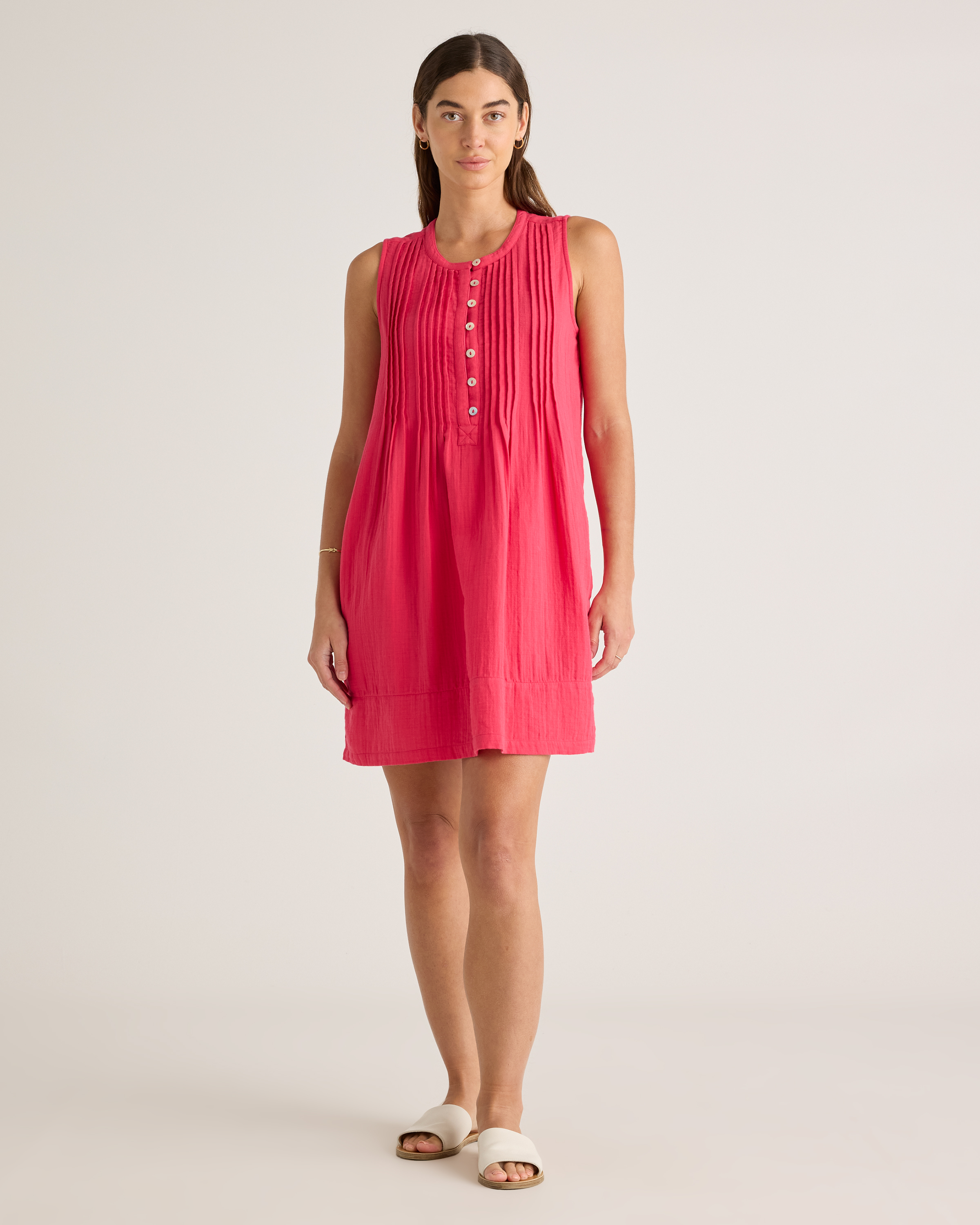 Hot Pink Robe trapèze sans manches en gaze 100 % coton biologique