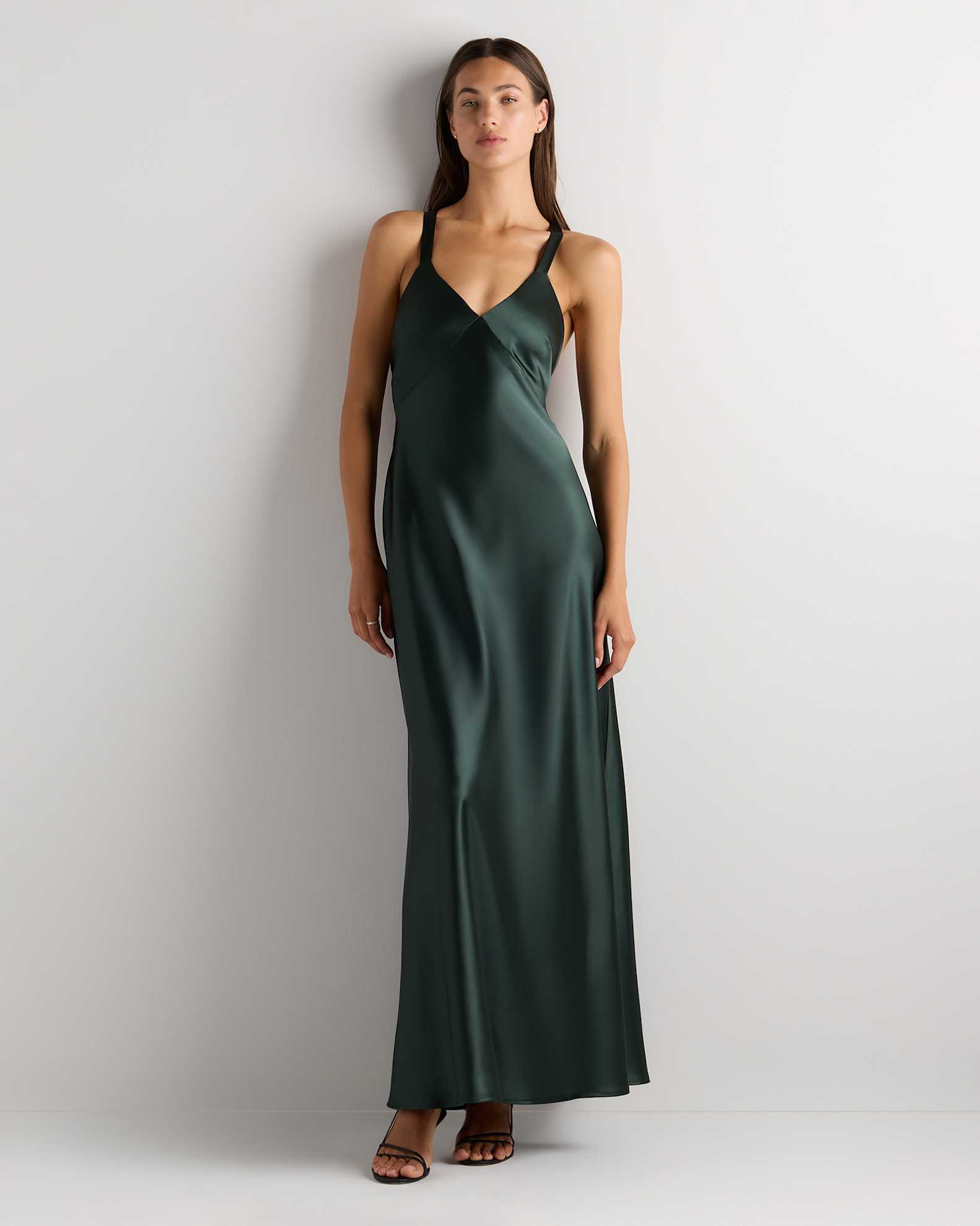 Bianca Stretch Satin Dress in Pastel Yellow Bianca Stretch Satin Dress in Pastel Yellow