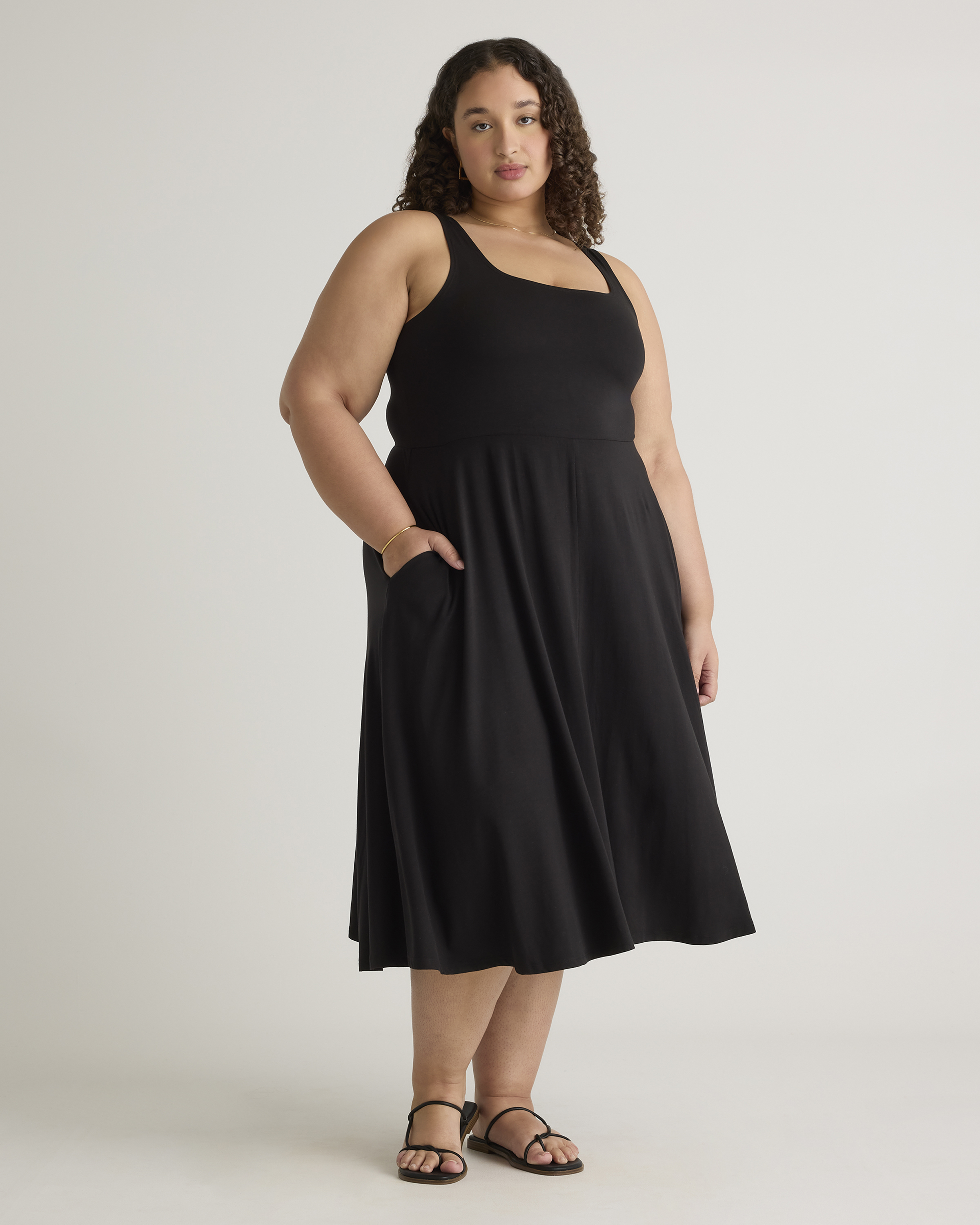 Black Tencel Jersey Fit & Flare Dress