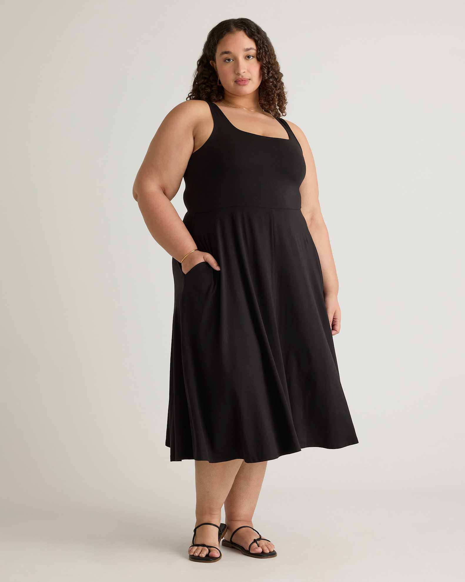 Tencel Jersey Fit & Flare Dress - Plus Size in Black Tencel Jersey Fit & Flare Dress - Plus Size in Black
