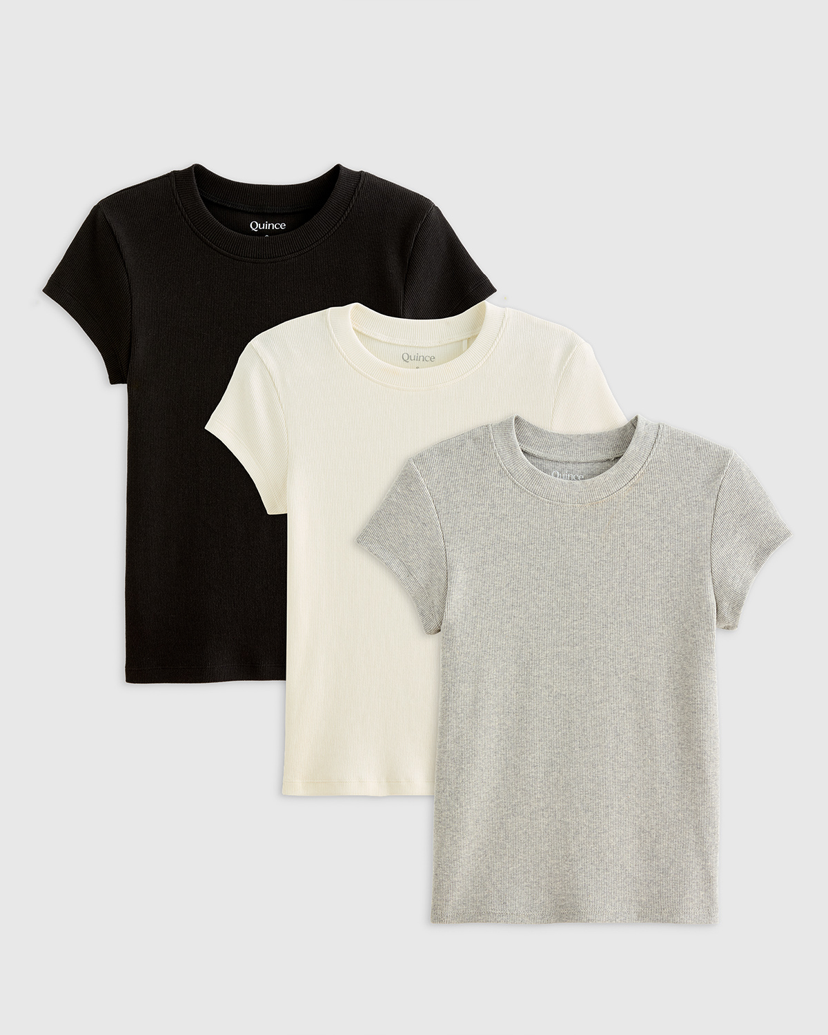 Black Organic Cotton Micro-Rib Crewneck Tee 3 Pack Bundle