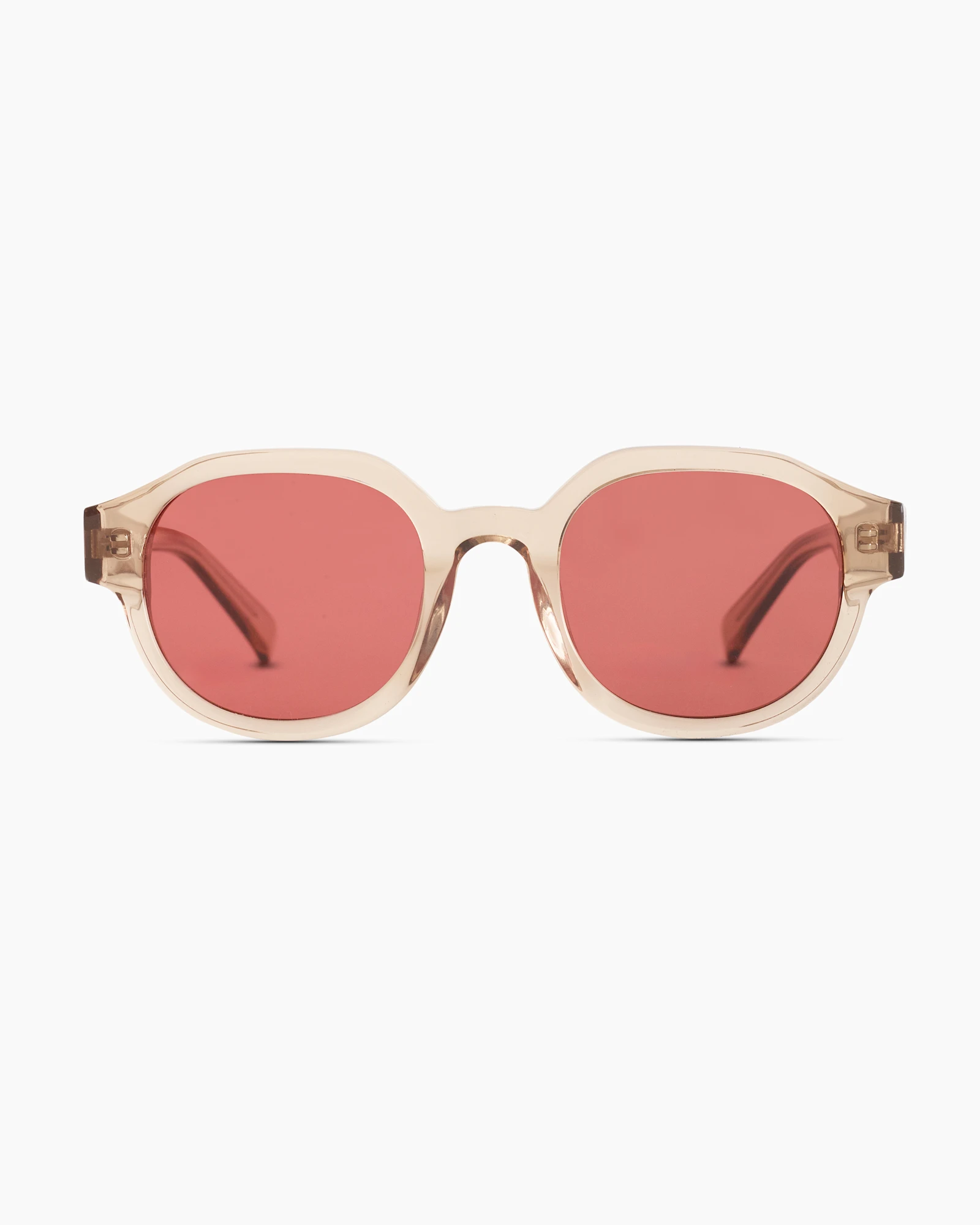 Reagan Polarized Acetate Sunglasses in Clear Taupe with Pink lens