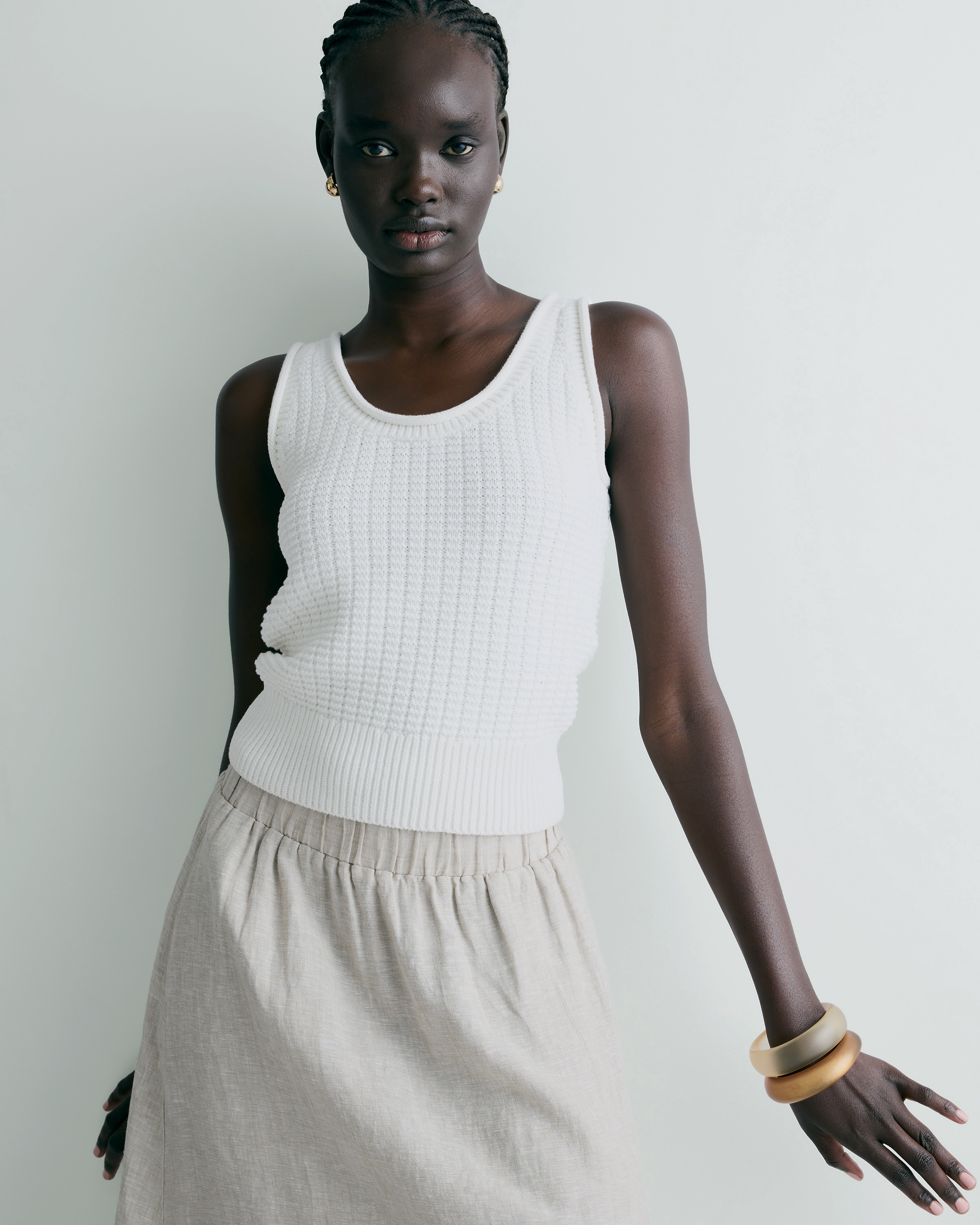 100% Organic Cotton Waffle Cropped Sweater Tank