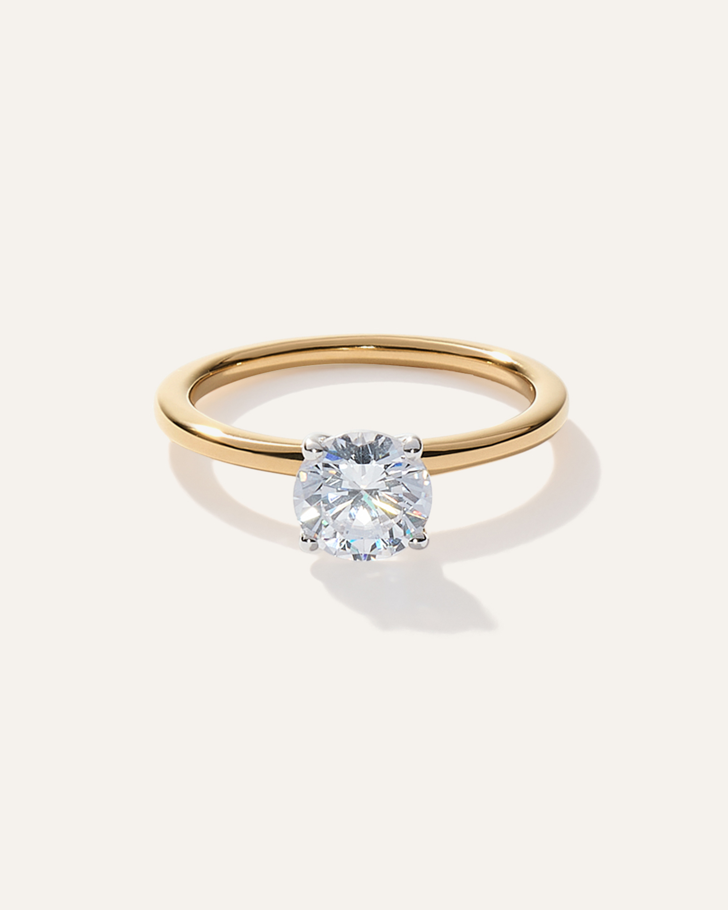 Yellow Gold Lab Grown Diamond Round Petite Classic Engagement Ring