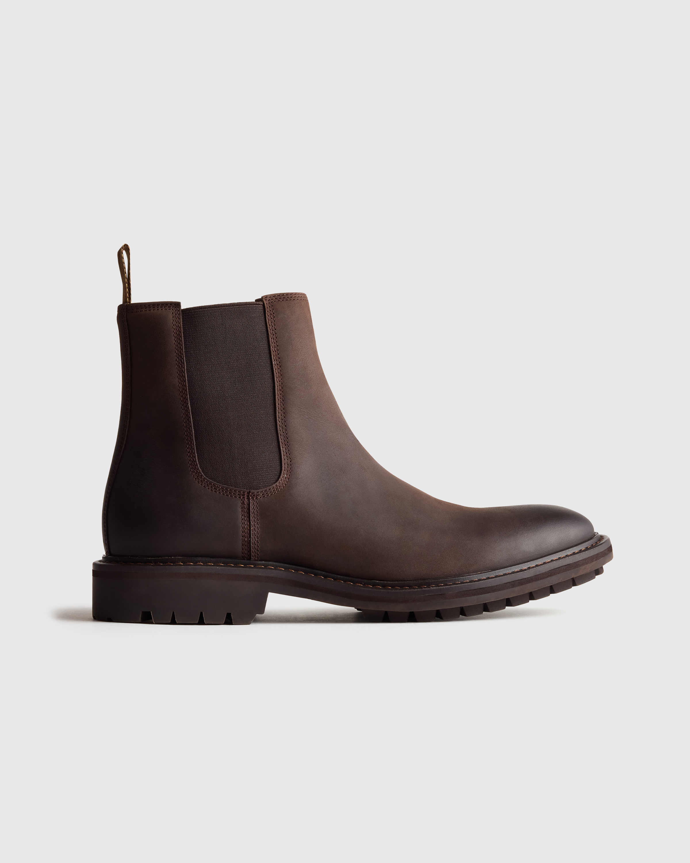 Brunette Rugged Leather Lug Sole Chelsea Boot