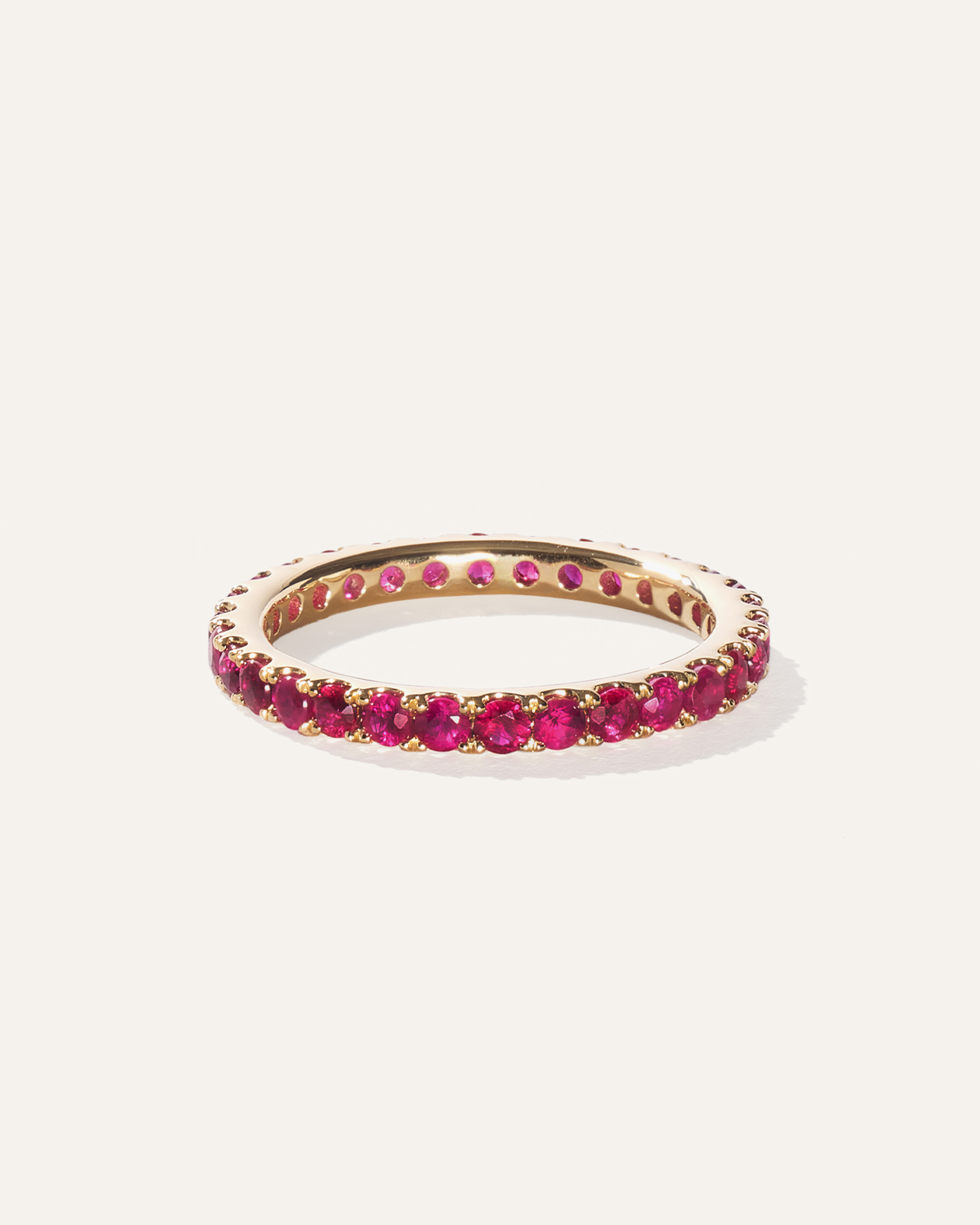 Ruby 14K Gold Gemstone Pave Eternity Band