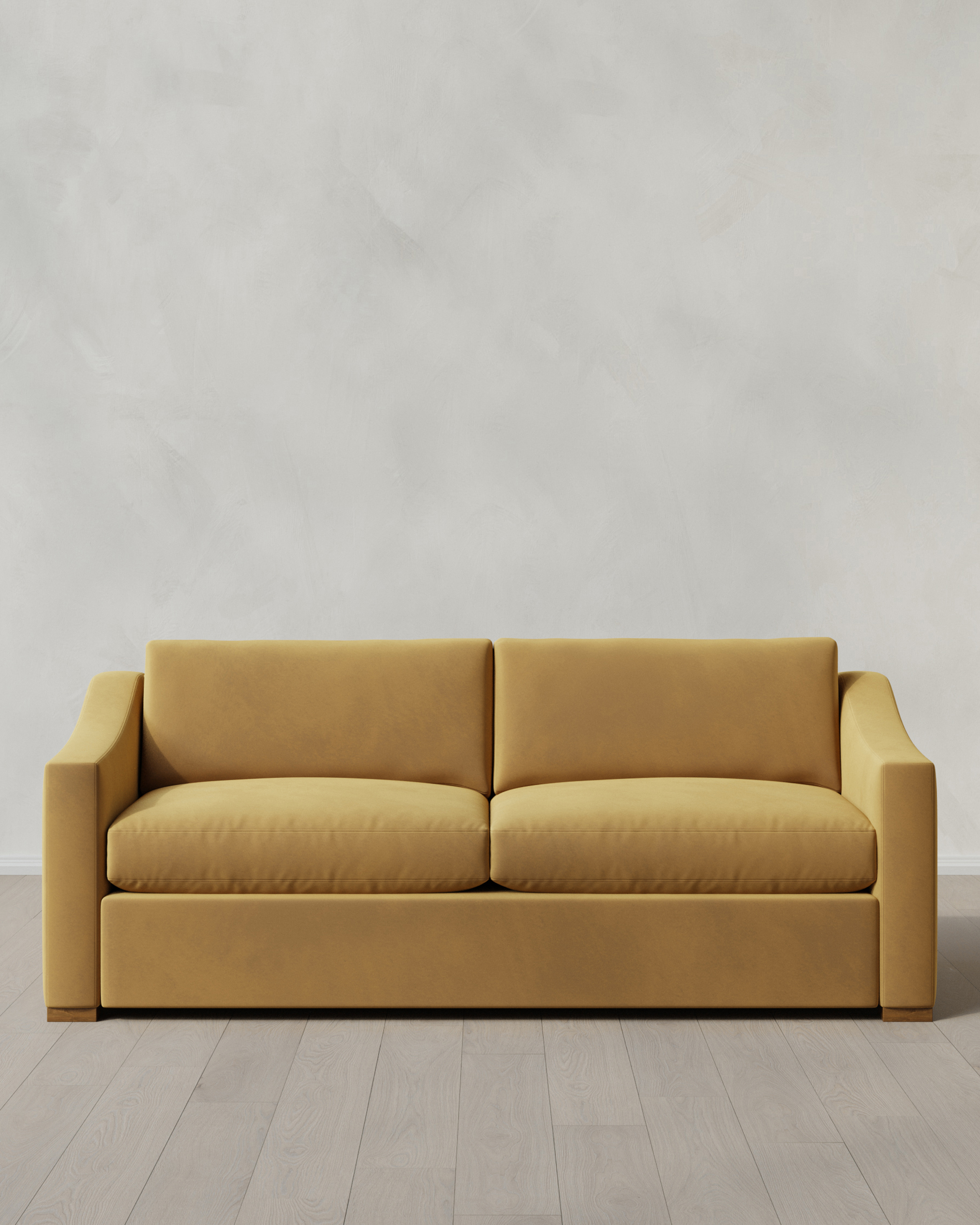 Quince Hollis Slope Arm Sofa in Performance Velvet in Caramel, Size 91"