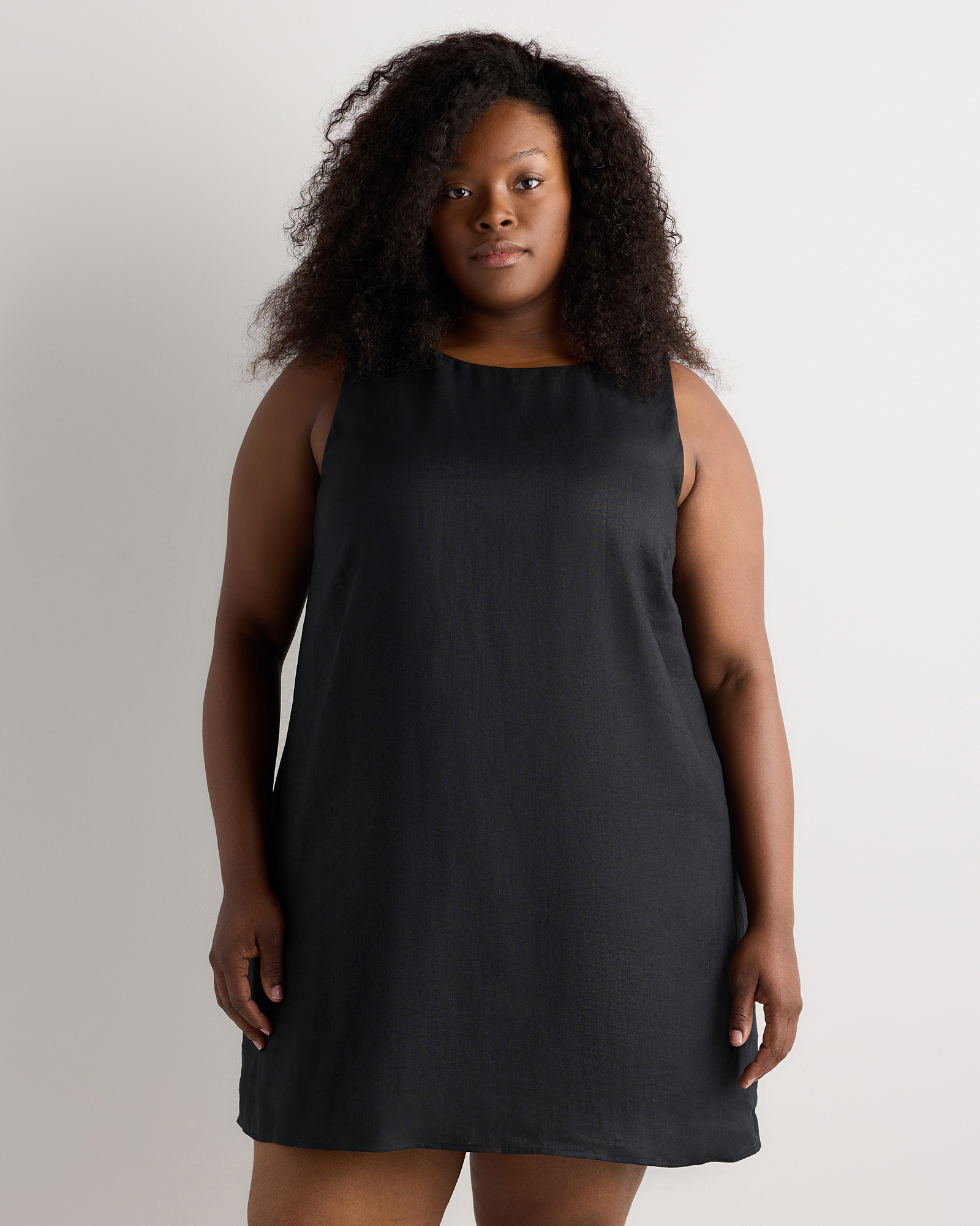 Black Robe débardeur courte 100 % lin européen pour femmes, taille plus
