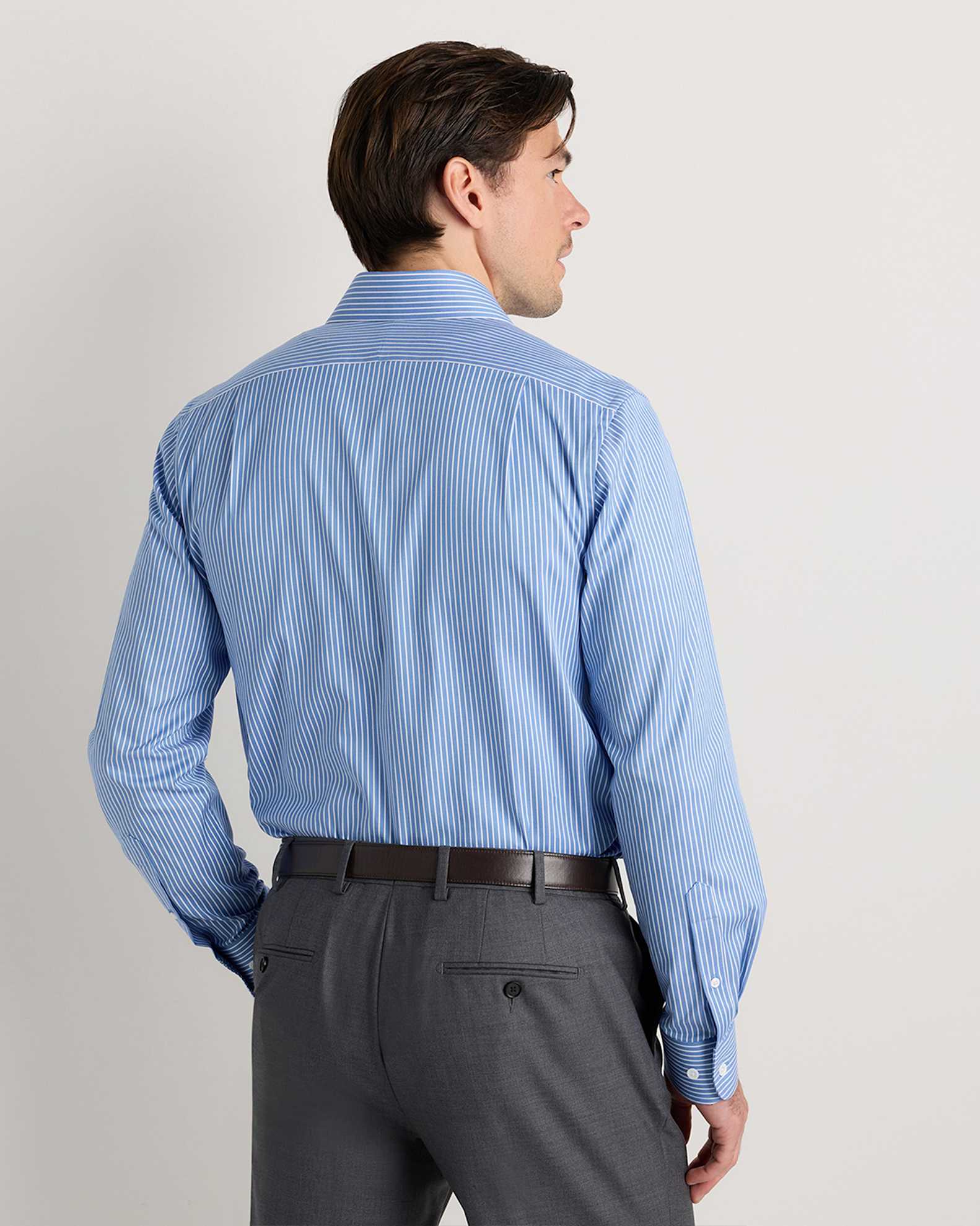 Men's Stretch Twill Dress Shirt in Blue Stripe, Size XL, Organic Cotton by Quince Men's Stretch Twill Dress Shirt in Blue Stripe, Size XL, Organic Cotton by Quince