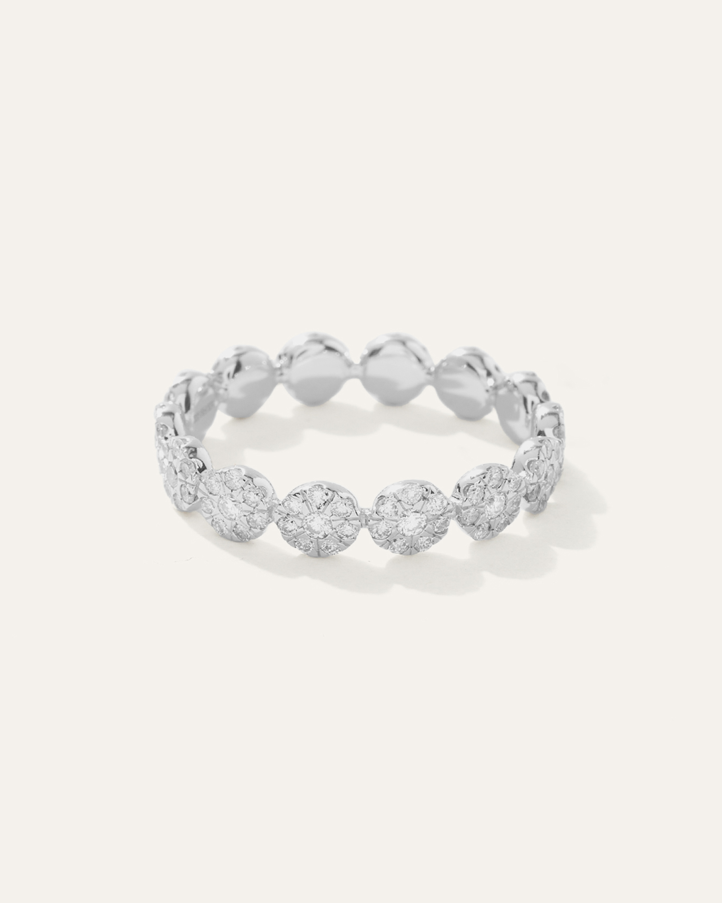 White Gold 14K Gold Diamond Floral Eternity Band