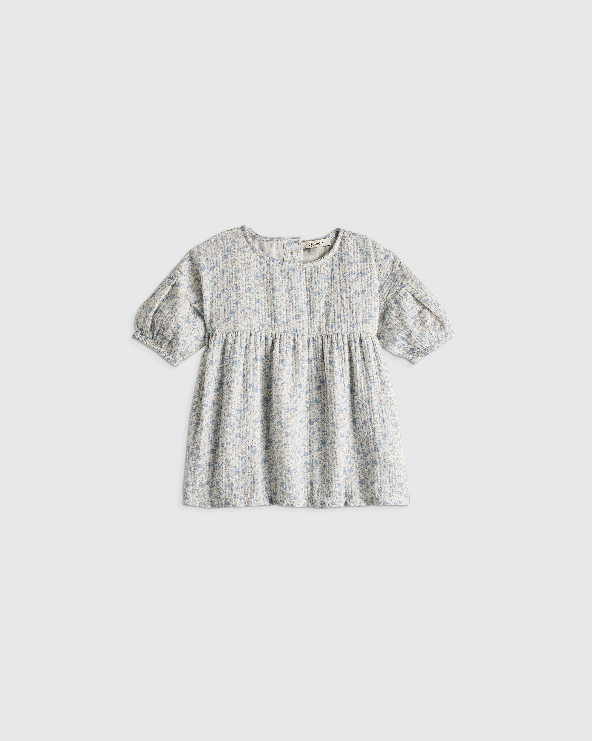 Blue Sweetpea Floral 100% Organic Cotton Gauze Dress