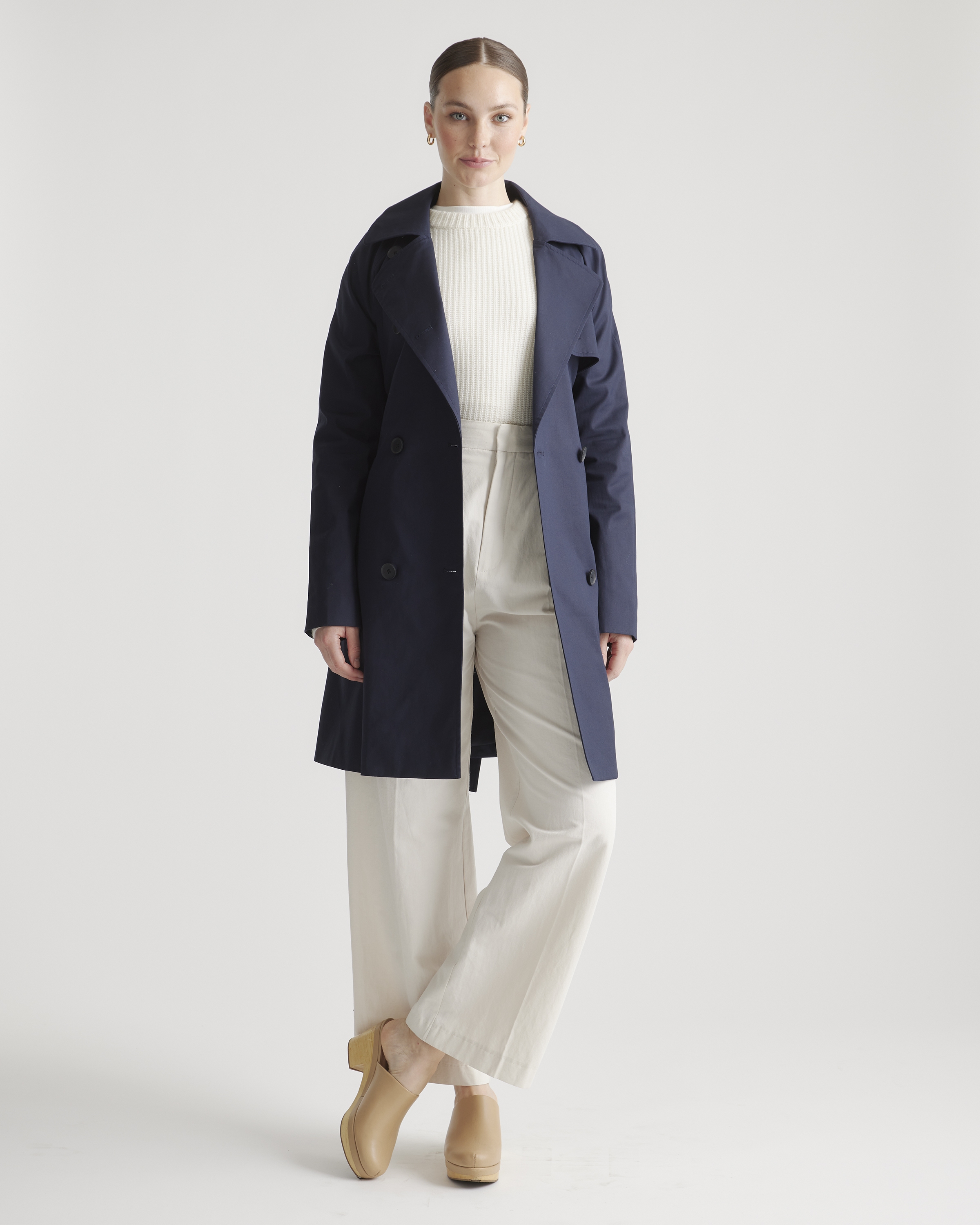 PHEENY フィーニー trench coat navy VINTAGE FELLINI Navy TRENCH COAT With ZIP-OUT FAUX FUR LINER