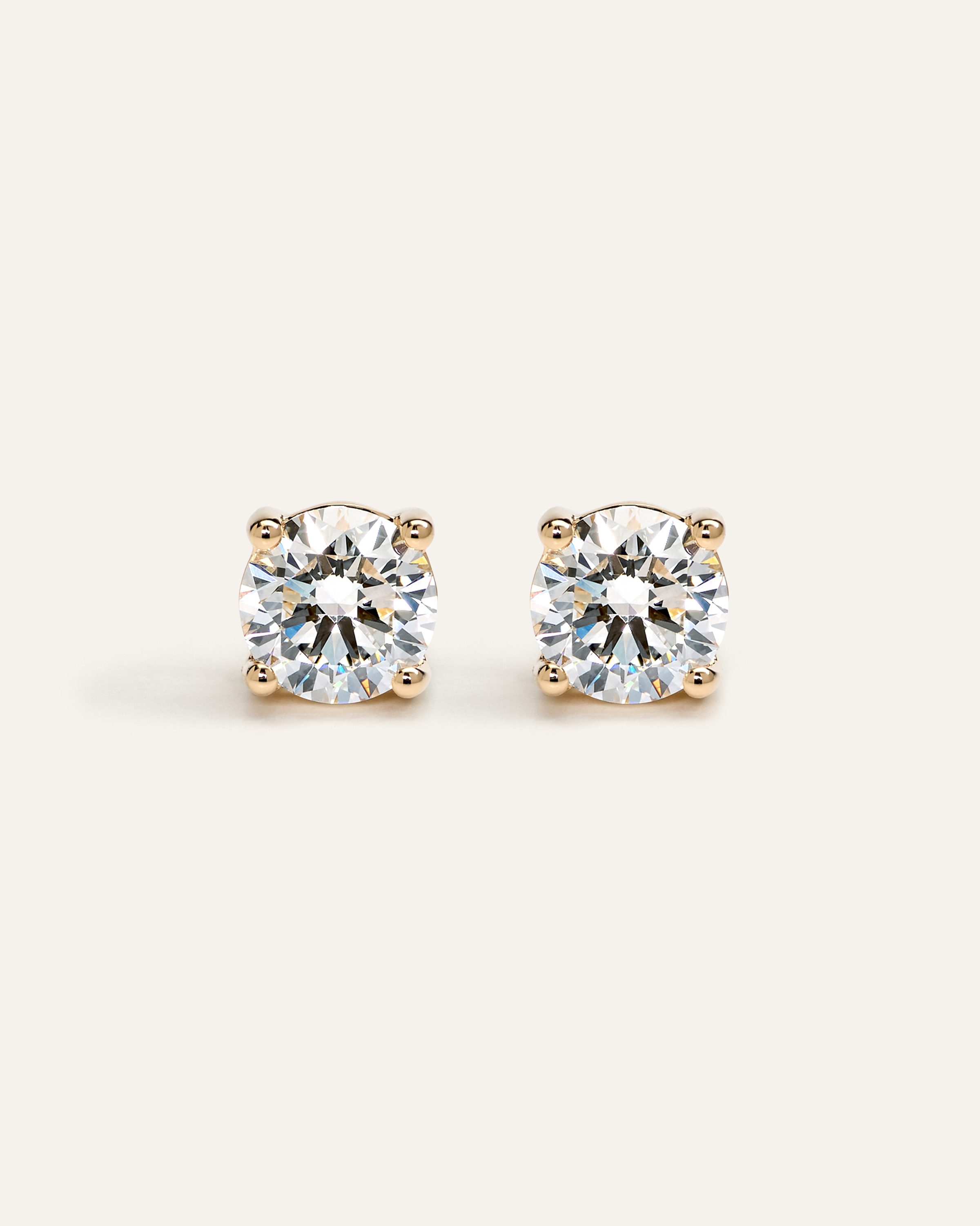 Yellow Gold 14K Gold Lab Grown Diamond Four-Prong Solitaire Studs