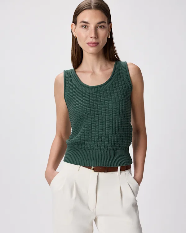 100% Organic Cotton Waffle Cropped Sweater Tank