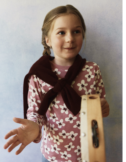 Mauve Daisies 100% Organic Cotton Jersey Long Sleeve Tee 