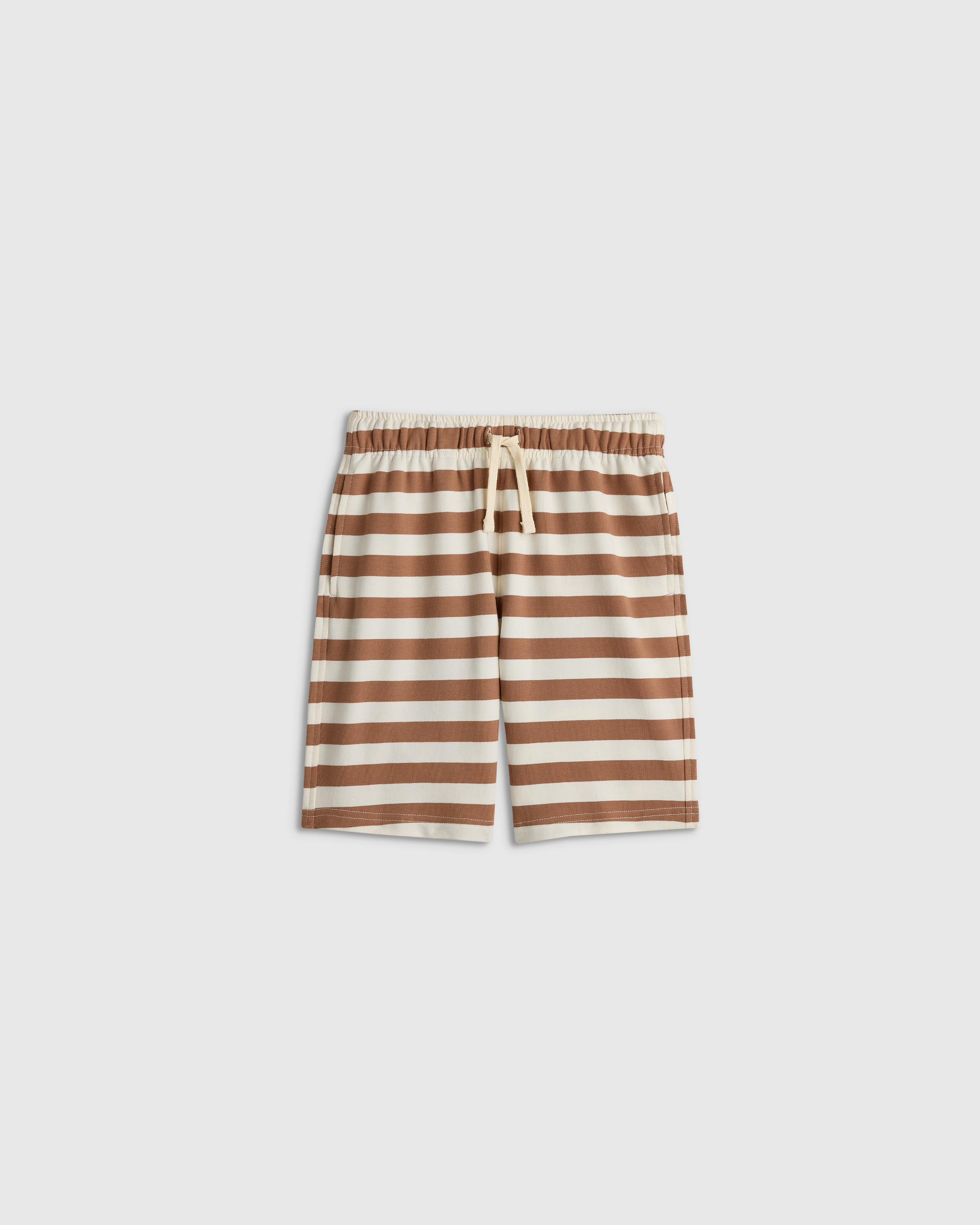 Brown Stripe Organic Cotton French Terry Short