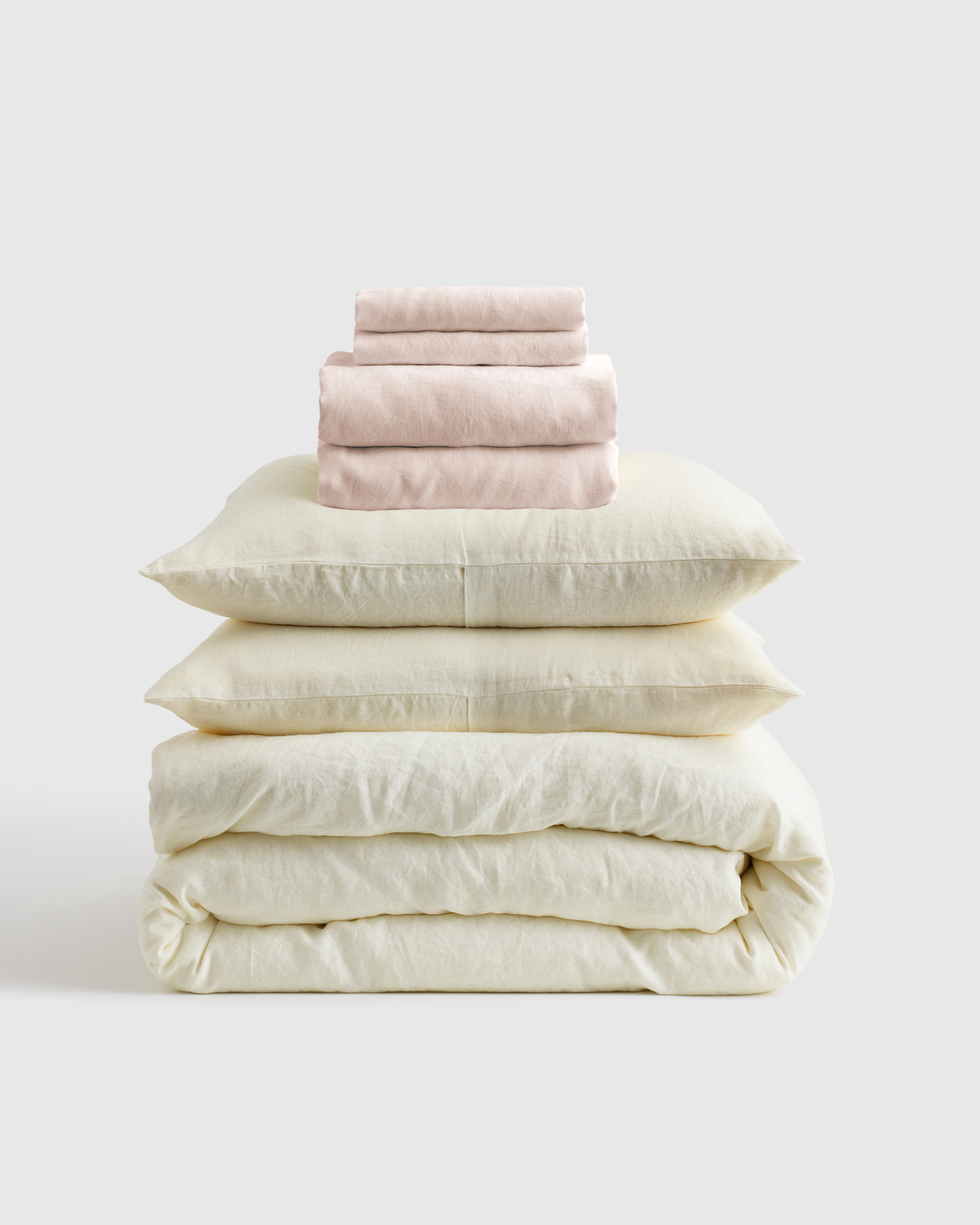 Ivory European Linen Deluxe Bedding Bundle