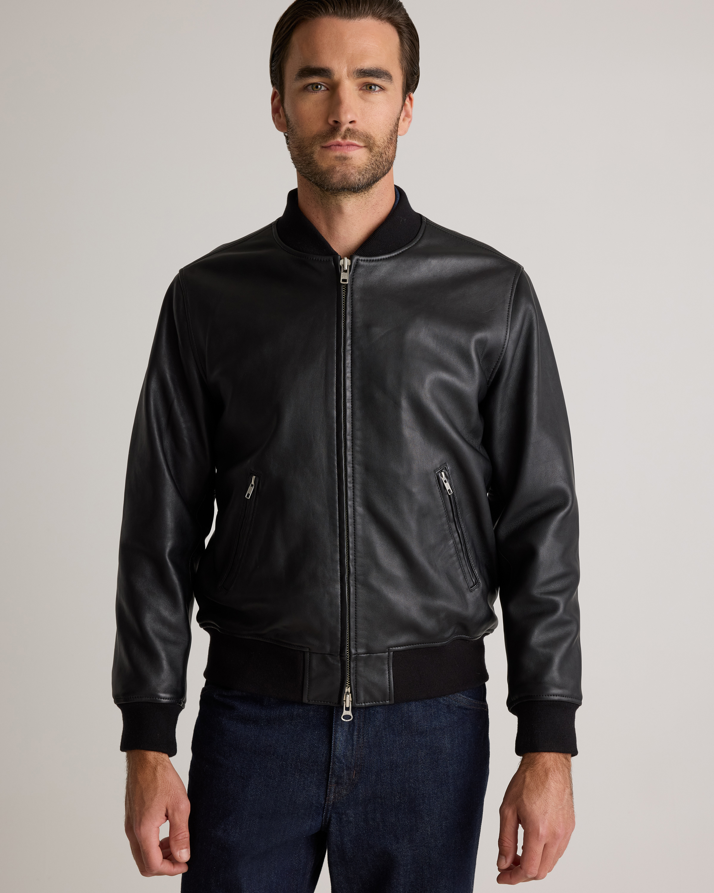 Men's 100% Washed Leather Bomber Jacket