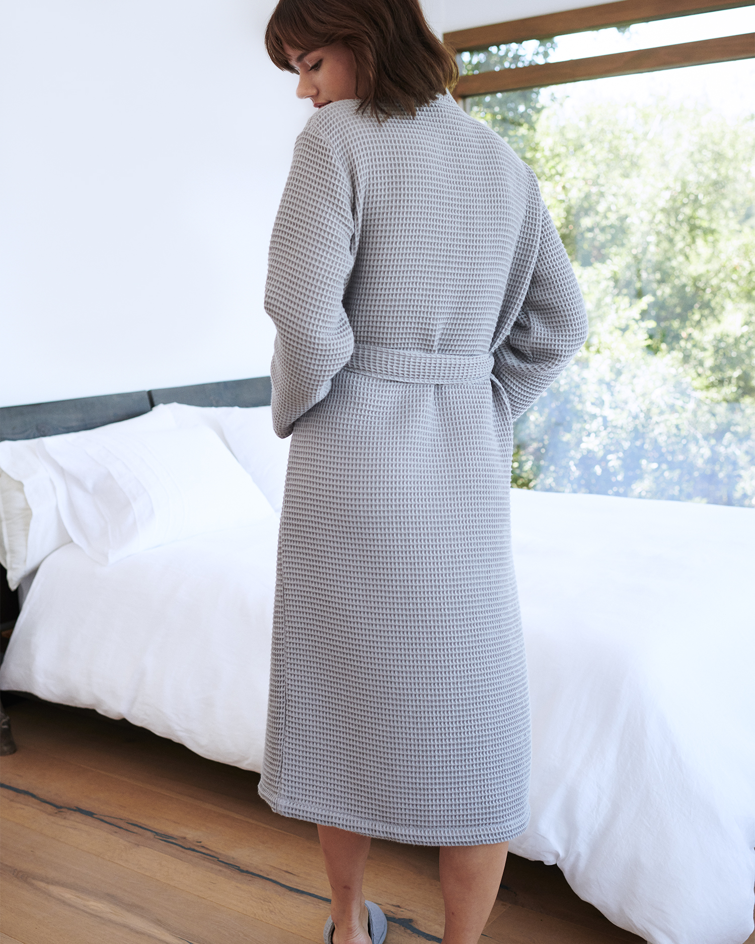 Organic Turkish Waffle Robe - Grey, S