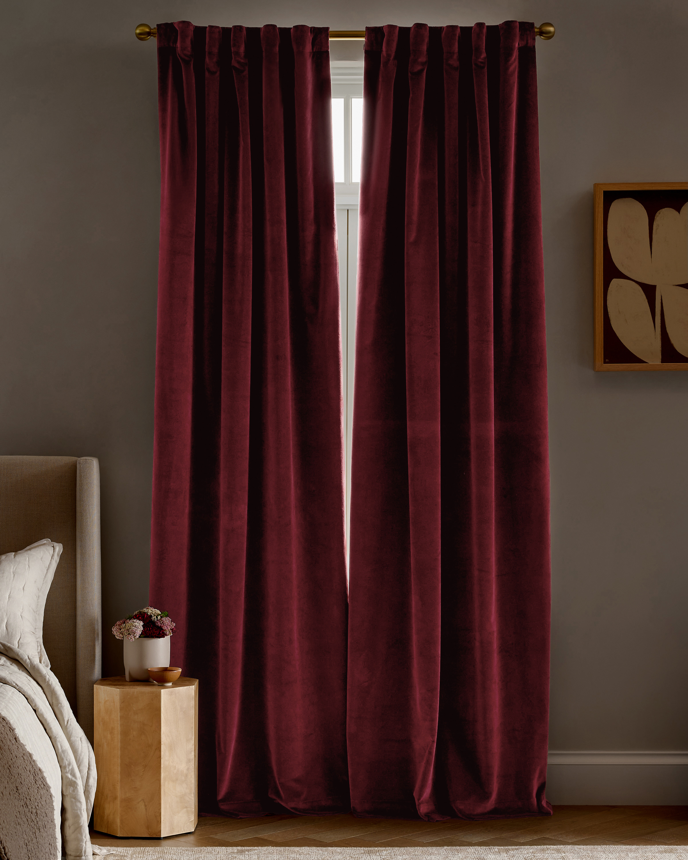 Bordeaux Cotton Velvet True Blackout Curtain